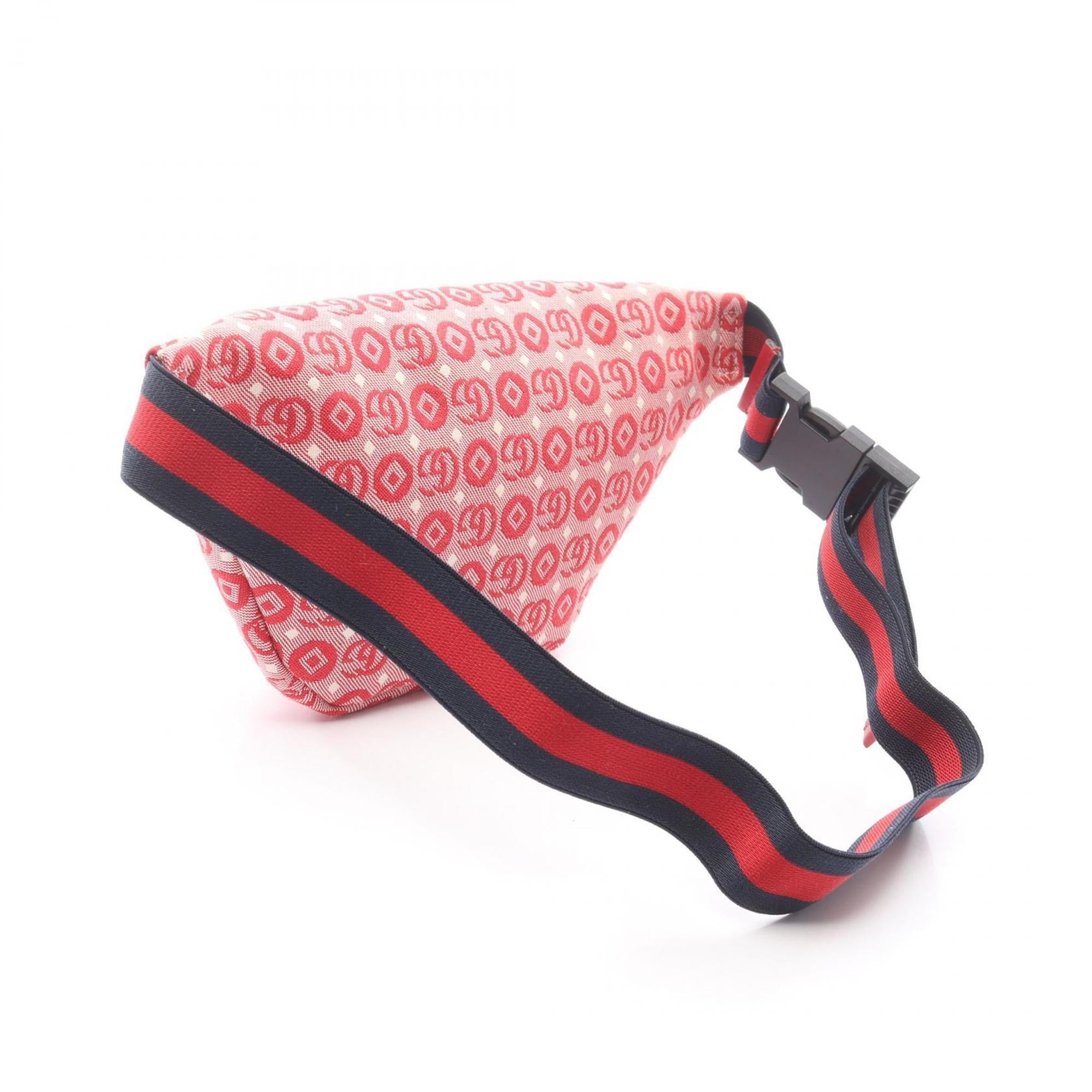 Gucci Red Color White Canvas Leather Fanny Pack (Pre-Owned)