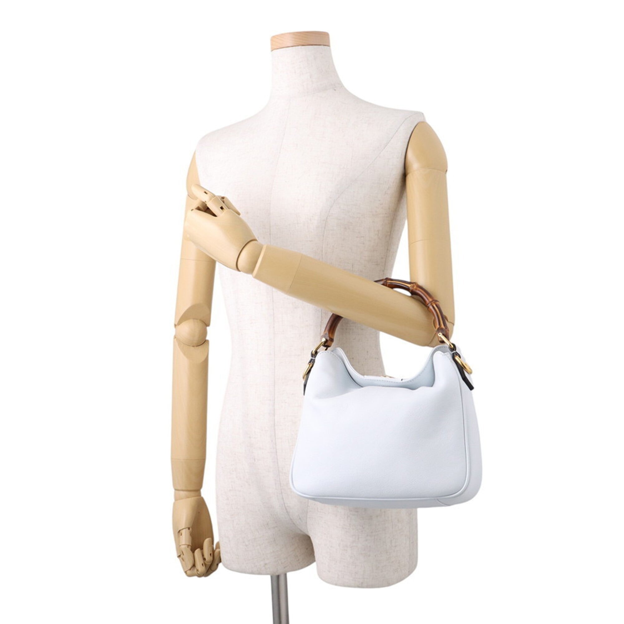 Gucci Light Blue Bamboo Leather Handbag (Pre-Owned)