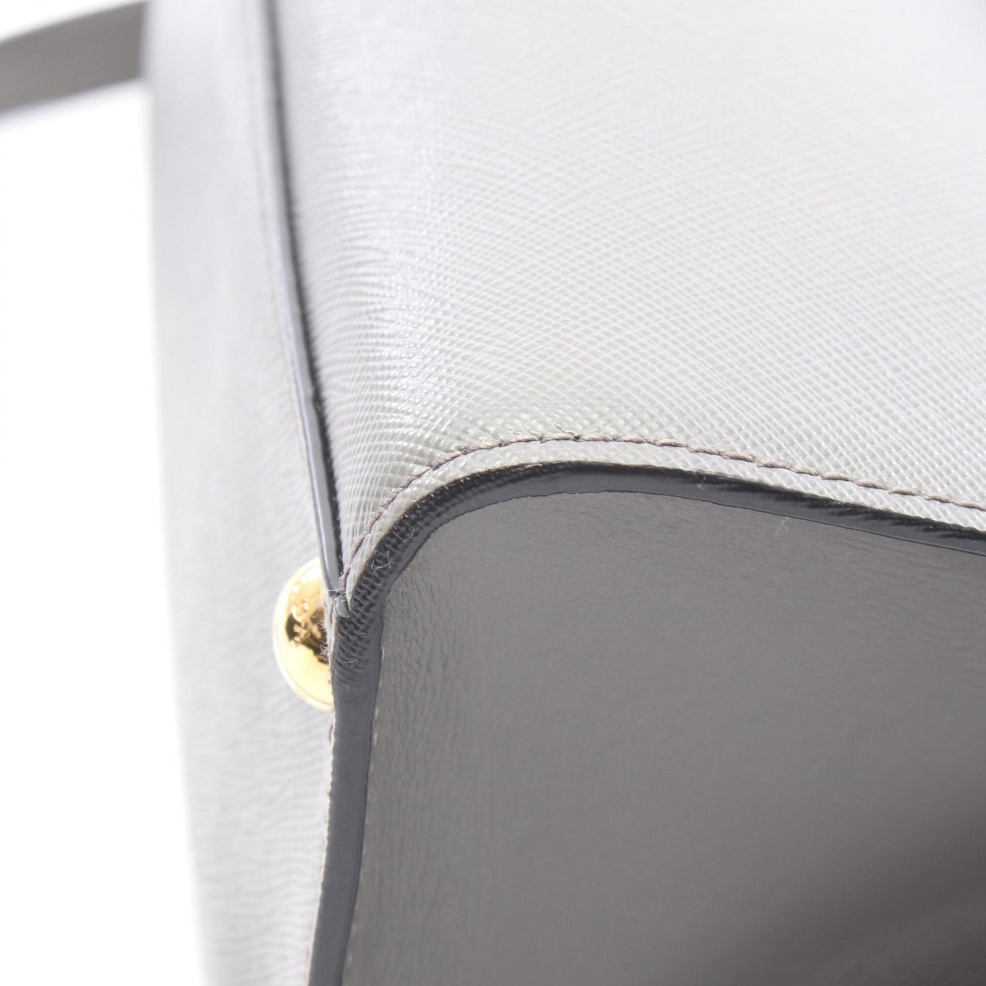 Prada Gray Leather Handbag Tote Bag (Pre-Owned)