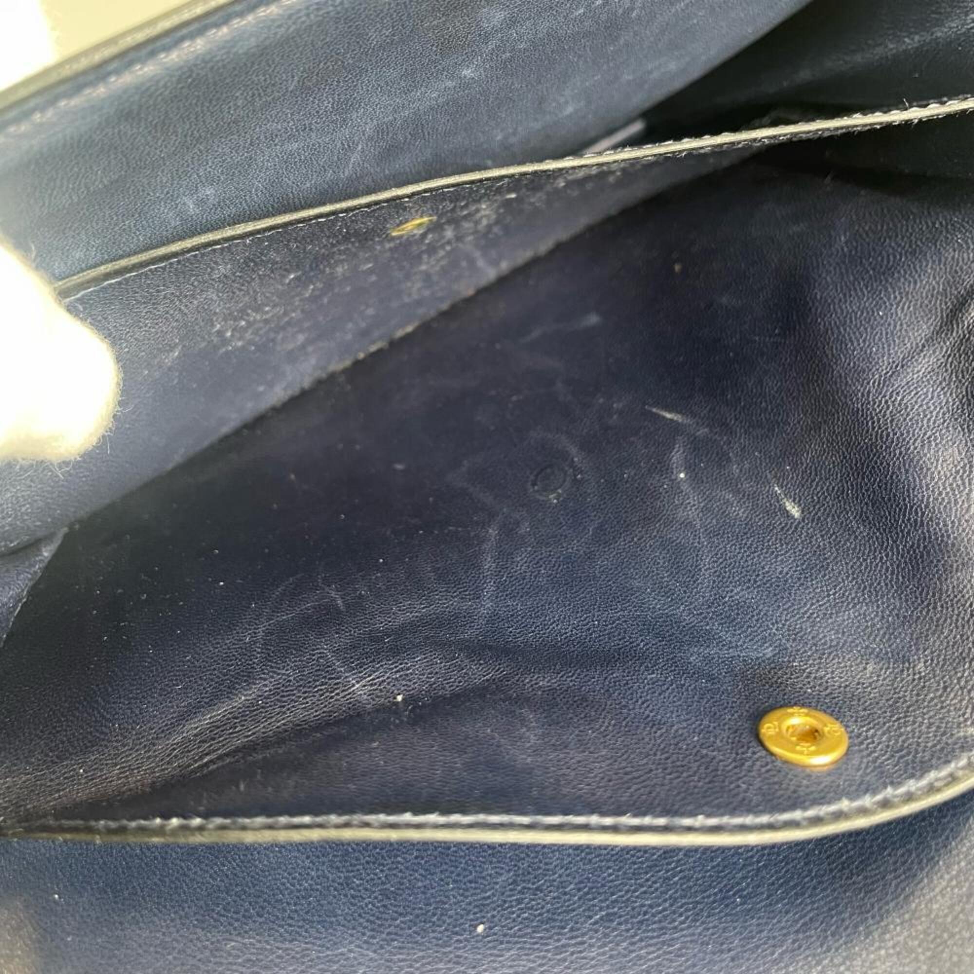 Hermes Blue Leather Shoulder Bag (Pre-Owned)