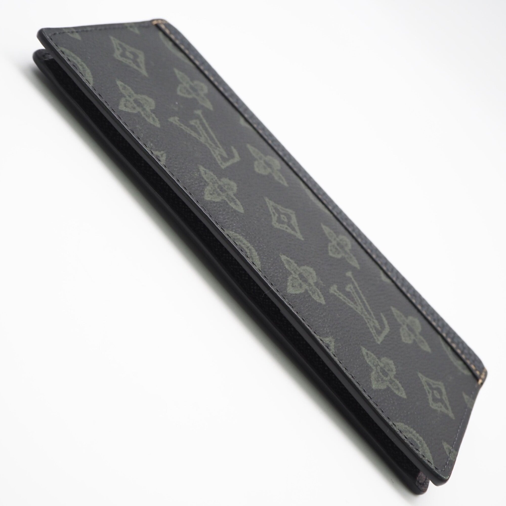 Louis Vuitton Monogram Brown Green Navy Coated Canvas Leather Long Wallet (Bi-Fold) (Pre-Owned)