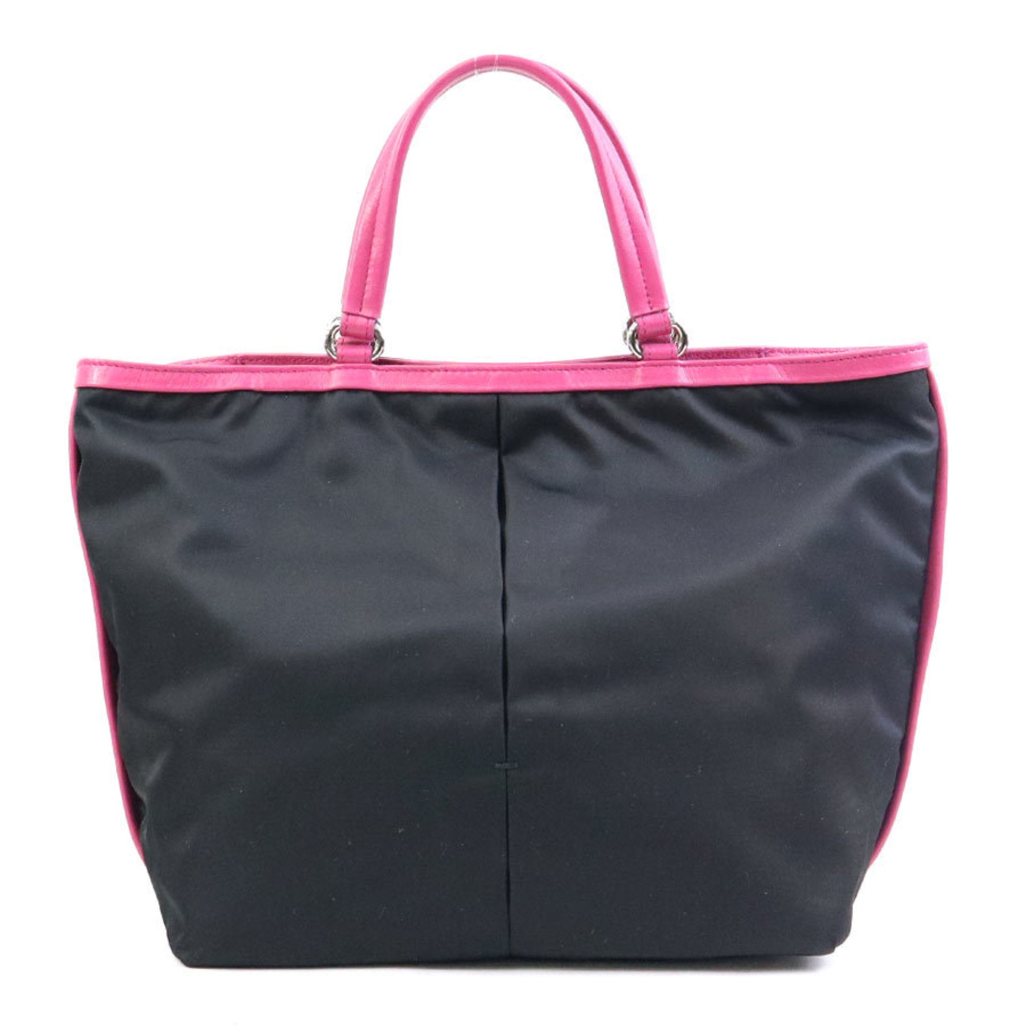Salvatore Ferragamo Black Pink Nylon Leather Handbag Shoulder Bag (Pre-Owned)