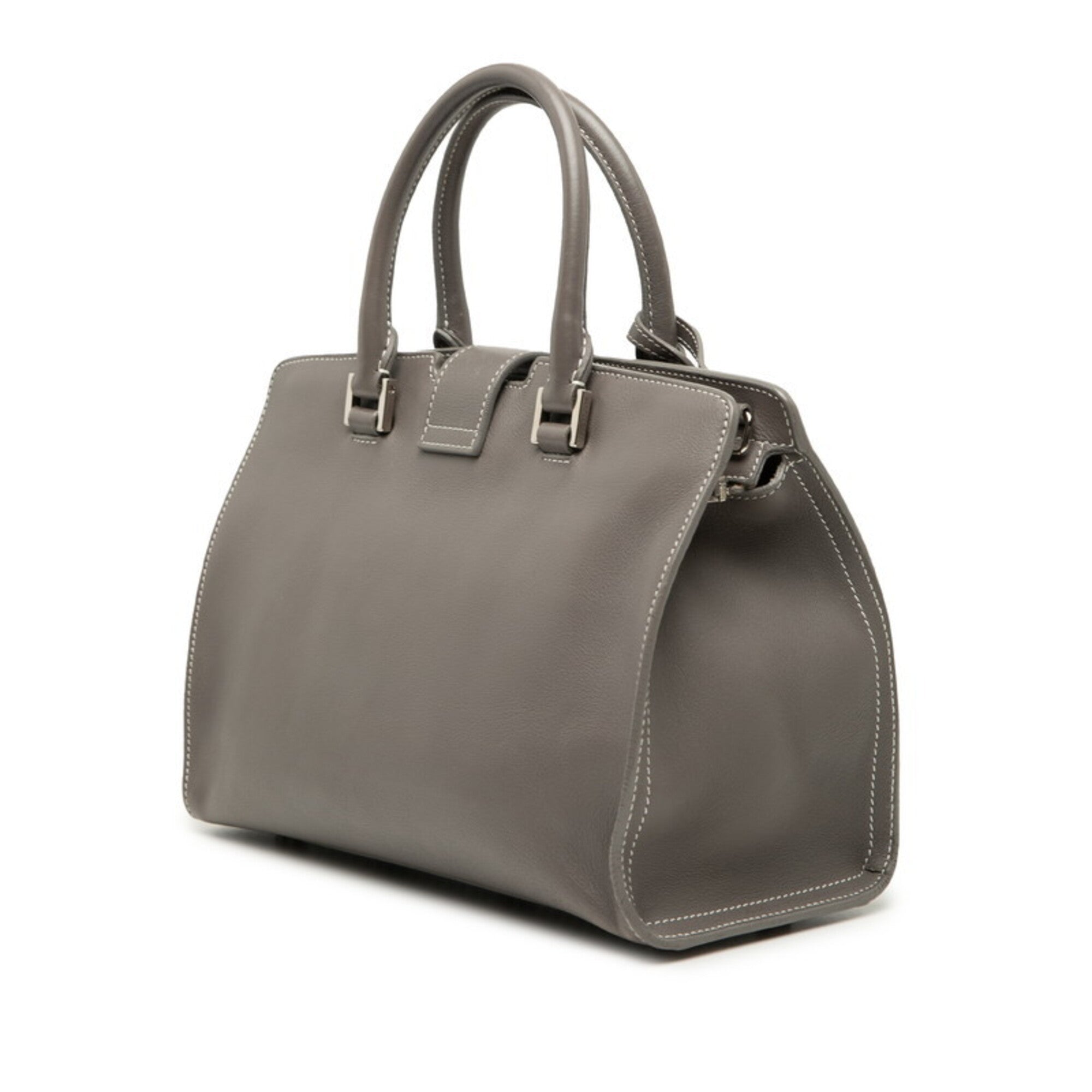 Saint Laurent Gray Leather Handbag Shoulder Bag (Pre-Owned)