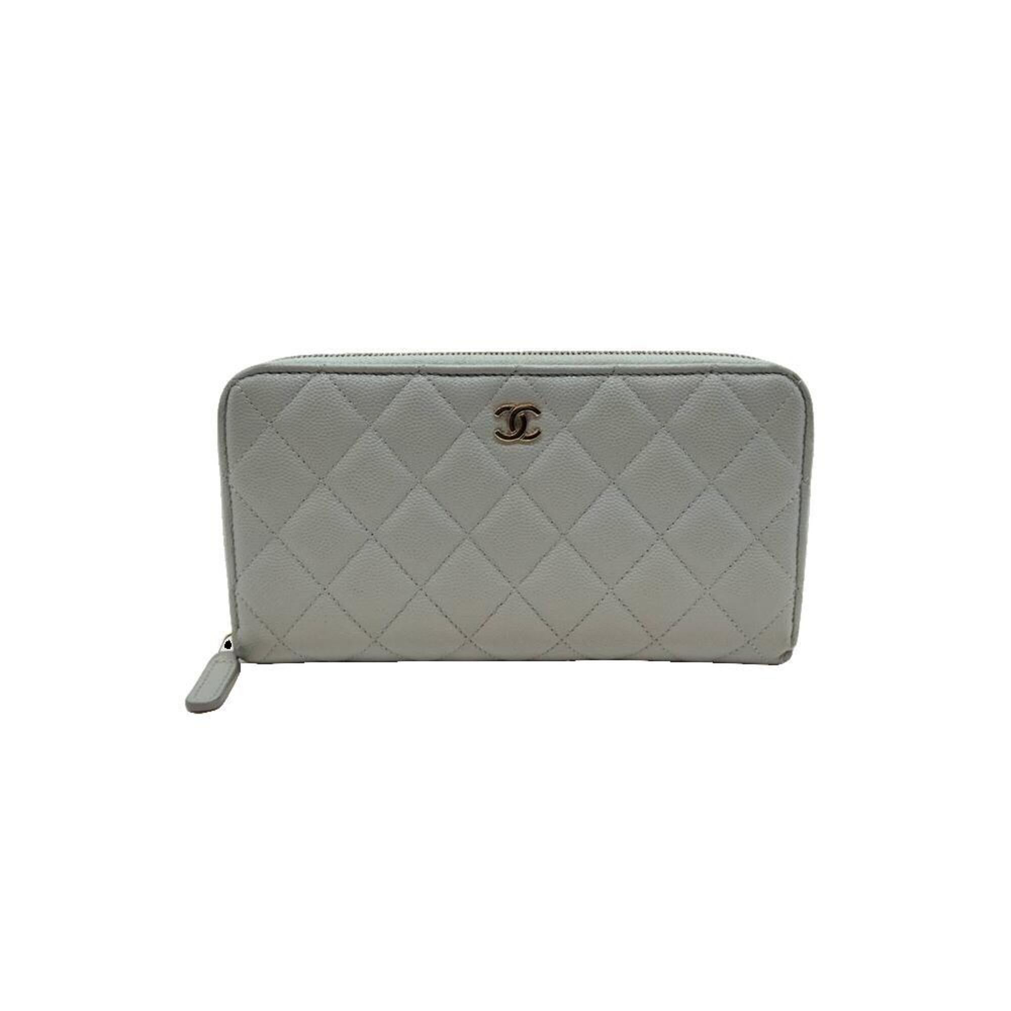 Chanel Matelasse Blue Grained Calfskin Long Wallet (Bi-Fold) (Pre-Owned)