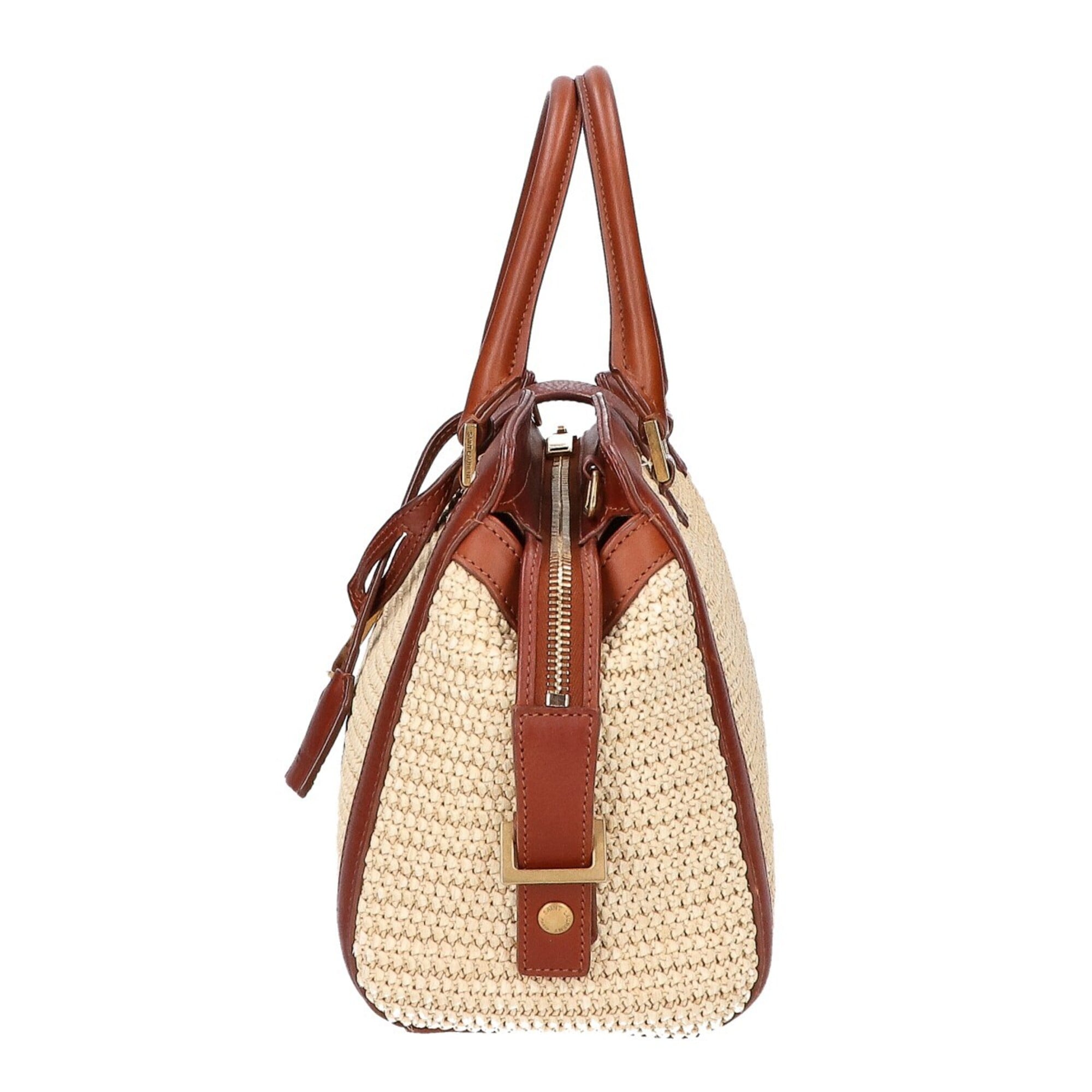 Saint Laurent Beige Brown Raffia Handbag (Pre-Owned)