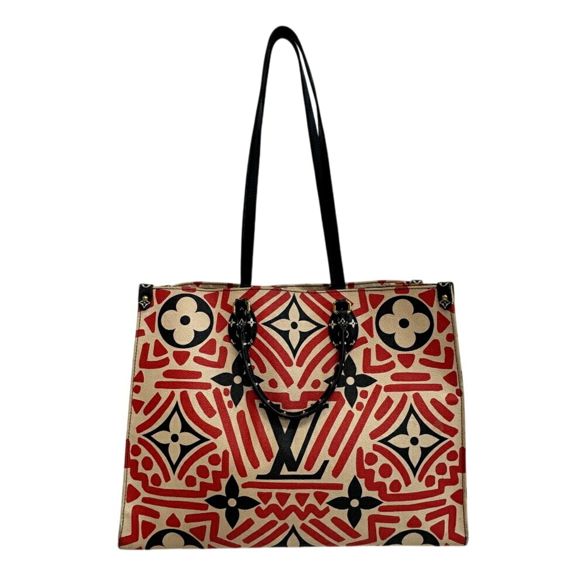 Louis Vuitton Beige Black Multi-Color Red Color Leather Handbag Shoulder Bag Tote Bag (Pre-Owned)