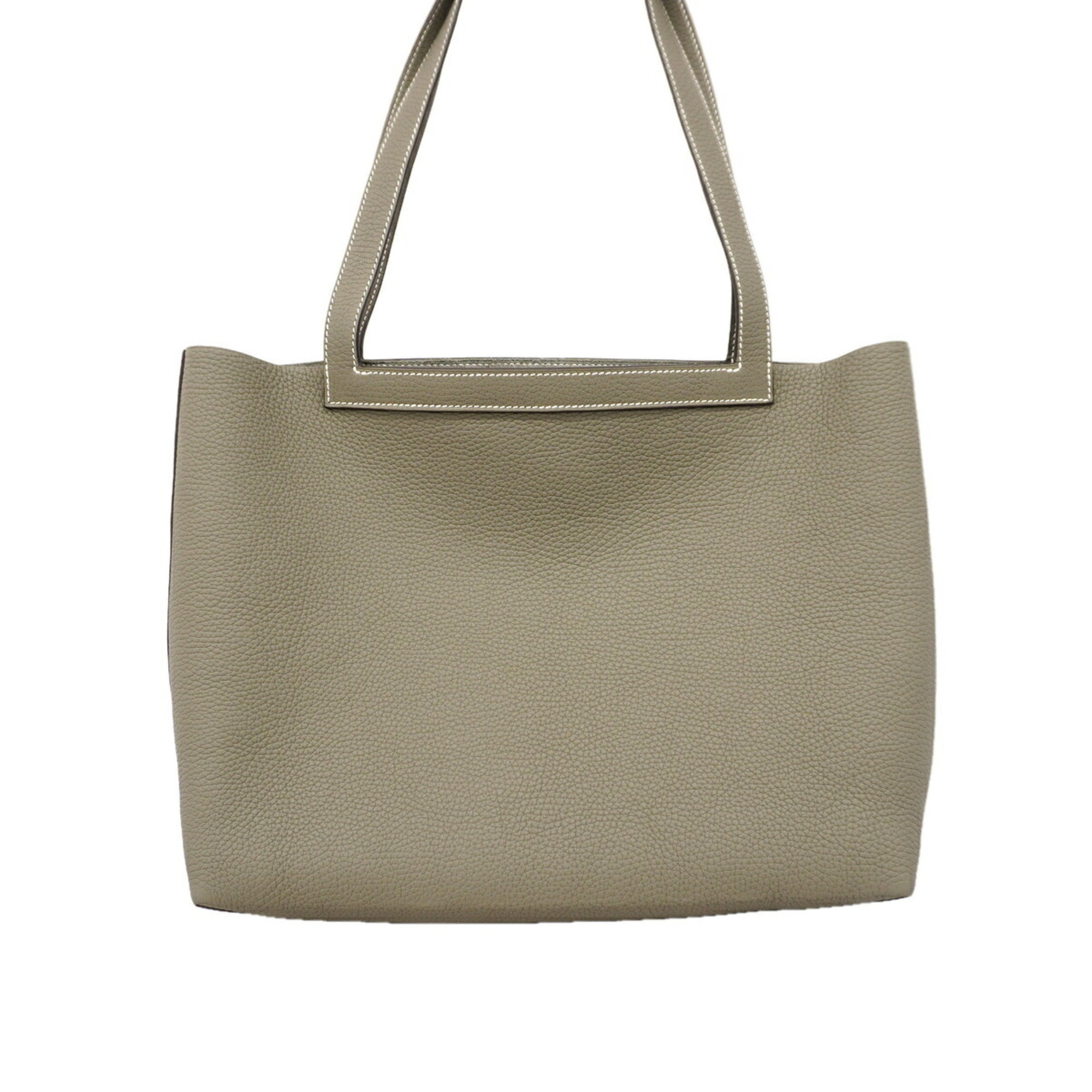Hermes Gray Taurillon Clemence Leather Tote Bag (Pre-Owned)
