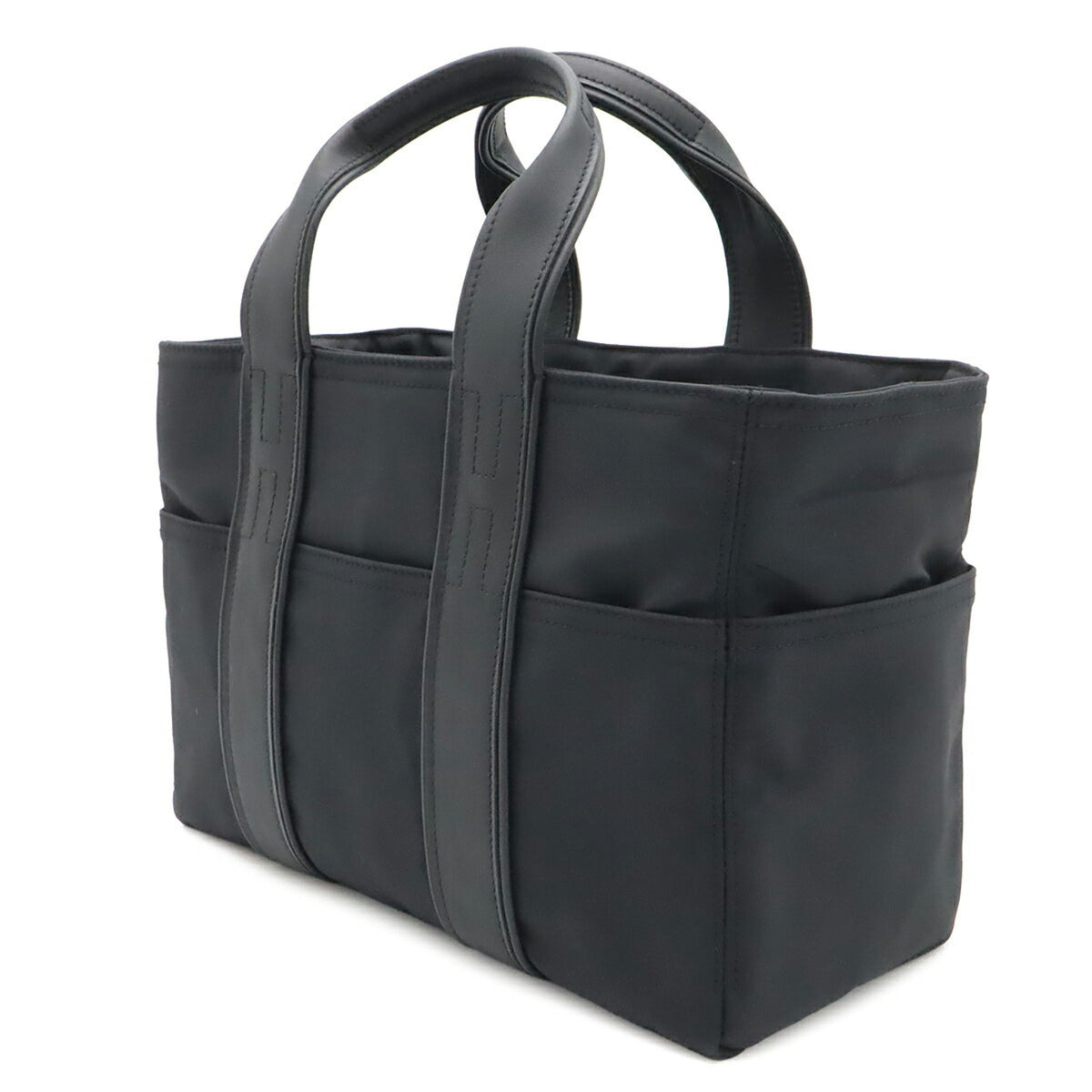 Hermes Acapulco Black Nylon Leather Handbag Tote Bag (Pre-Owned)