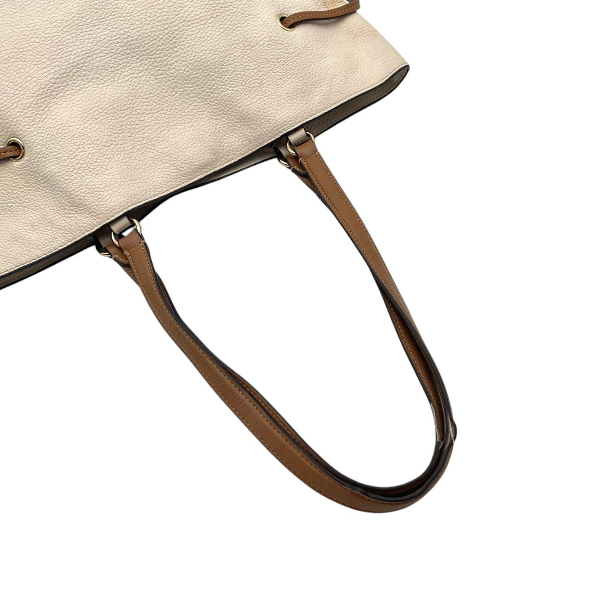 Coach Brown Ivory Leather Handbag Tote Bag (Pre-Owned)