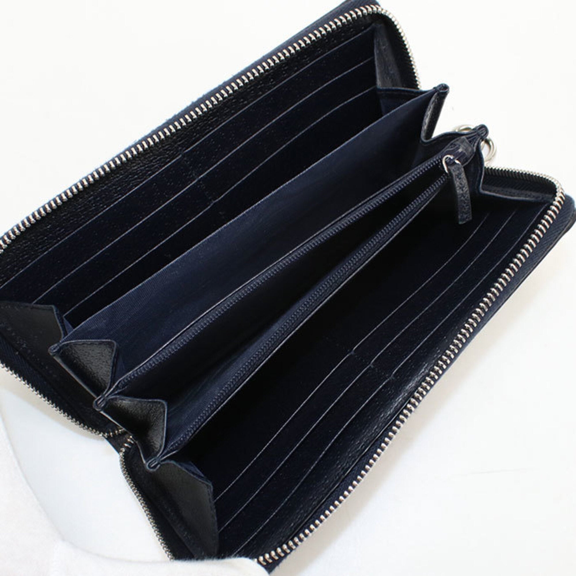 Gucci Navy Gg Supreme Leather Long Wallet (Bi-Fold) (Pre-Owned)