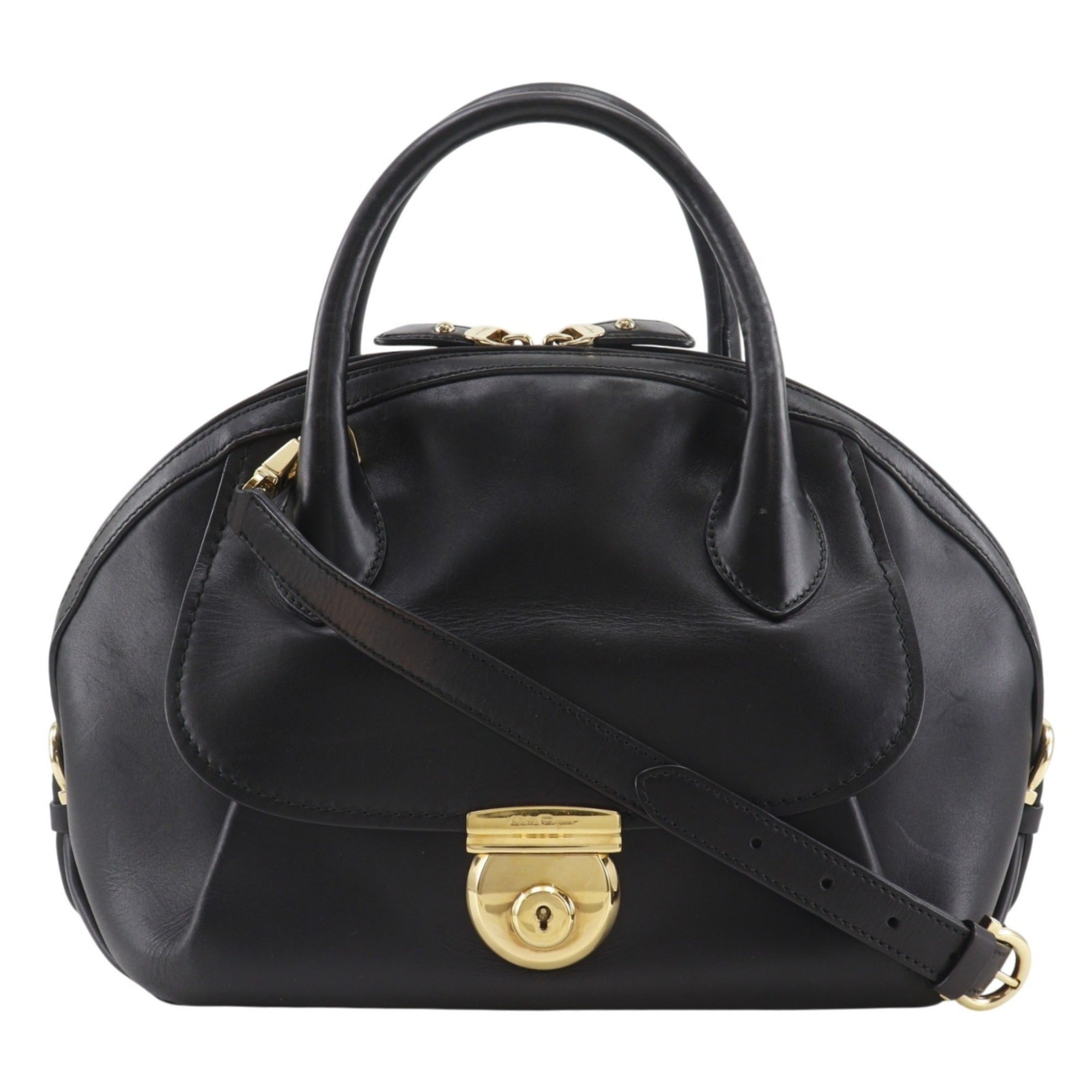 Salvatore Ferragamo Black Leather Handbag (Pre-Owned)