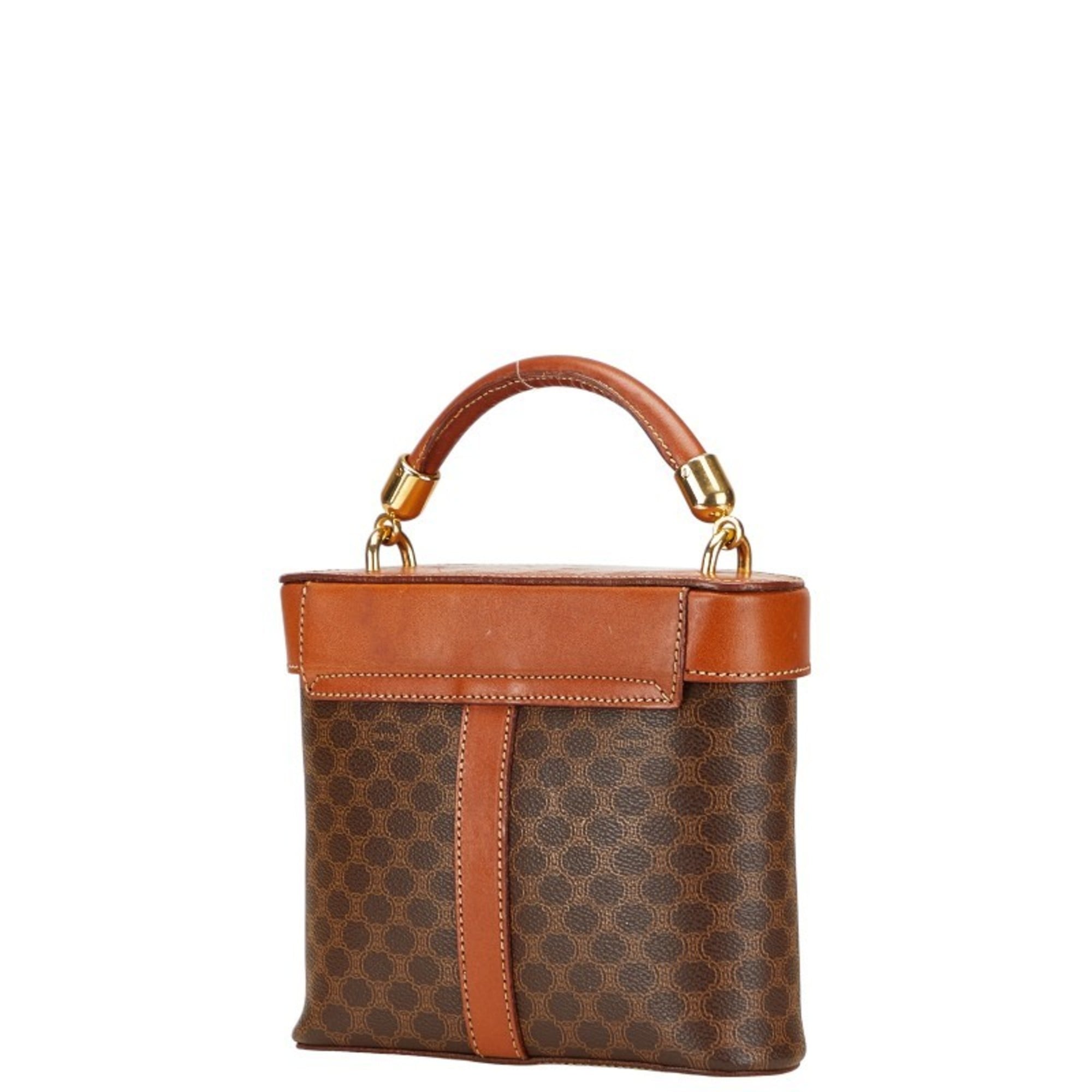 Celine Macadam Brown Pvc Leather Shoulder Bag Vanity Bag (Pre-Owned)