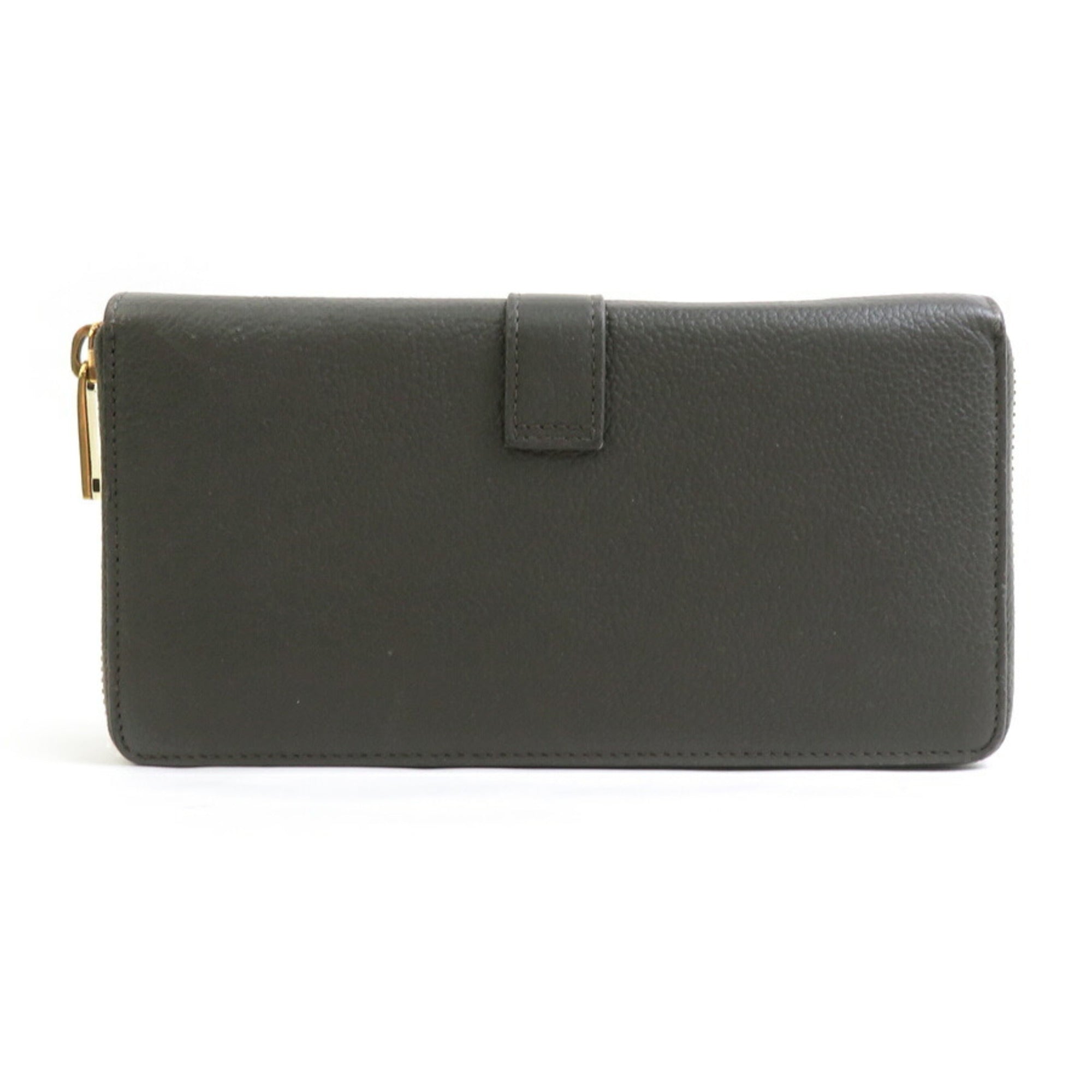 Saint Laurent Khaki Brown Leather Long Wallet (Bi-Fold) (Pre-Owned)
