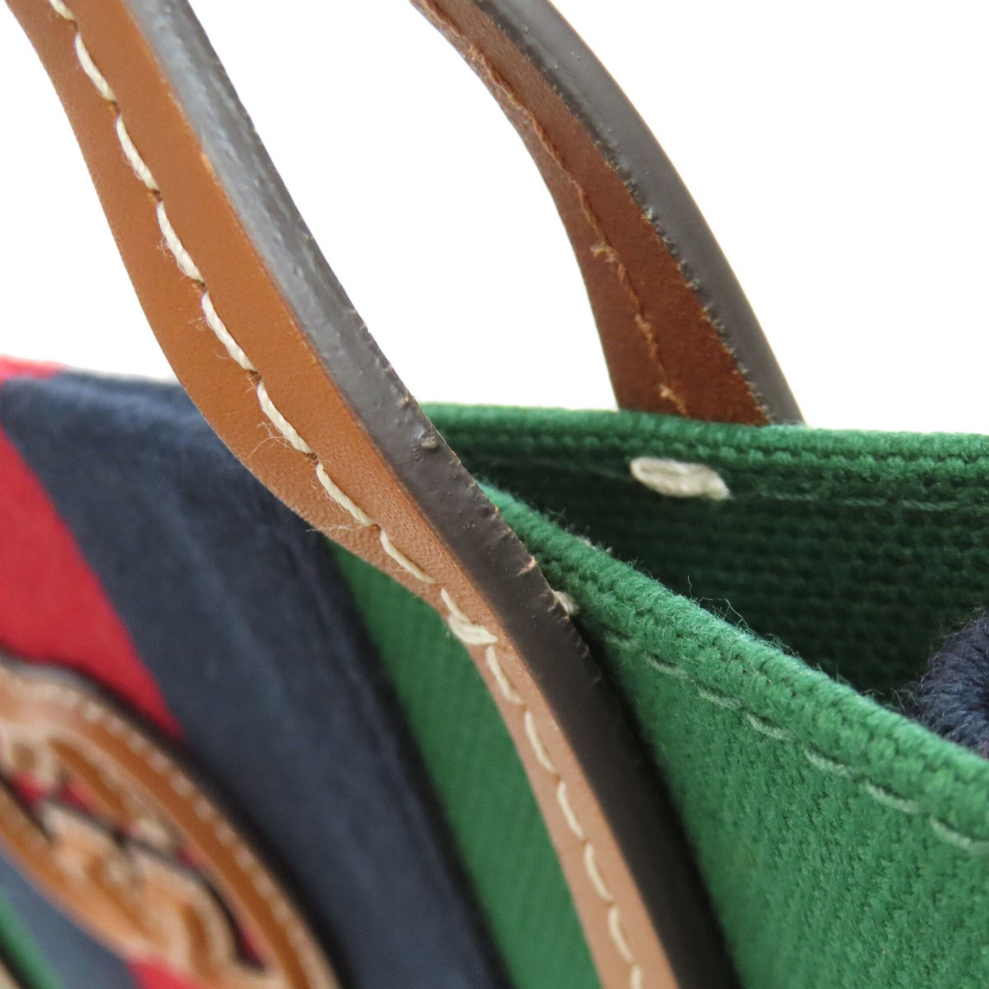 Gucci Green Canvas Leather Tote Bag (Pre-Owned)