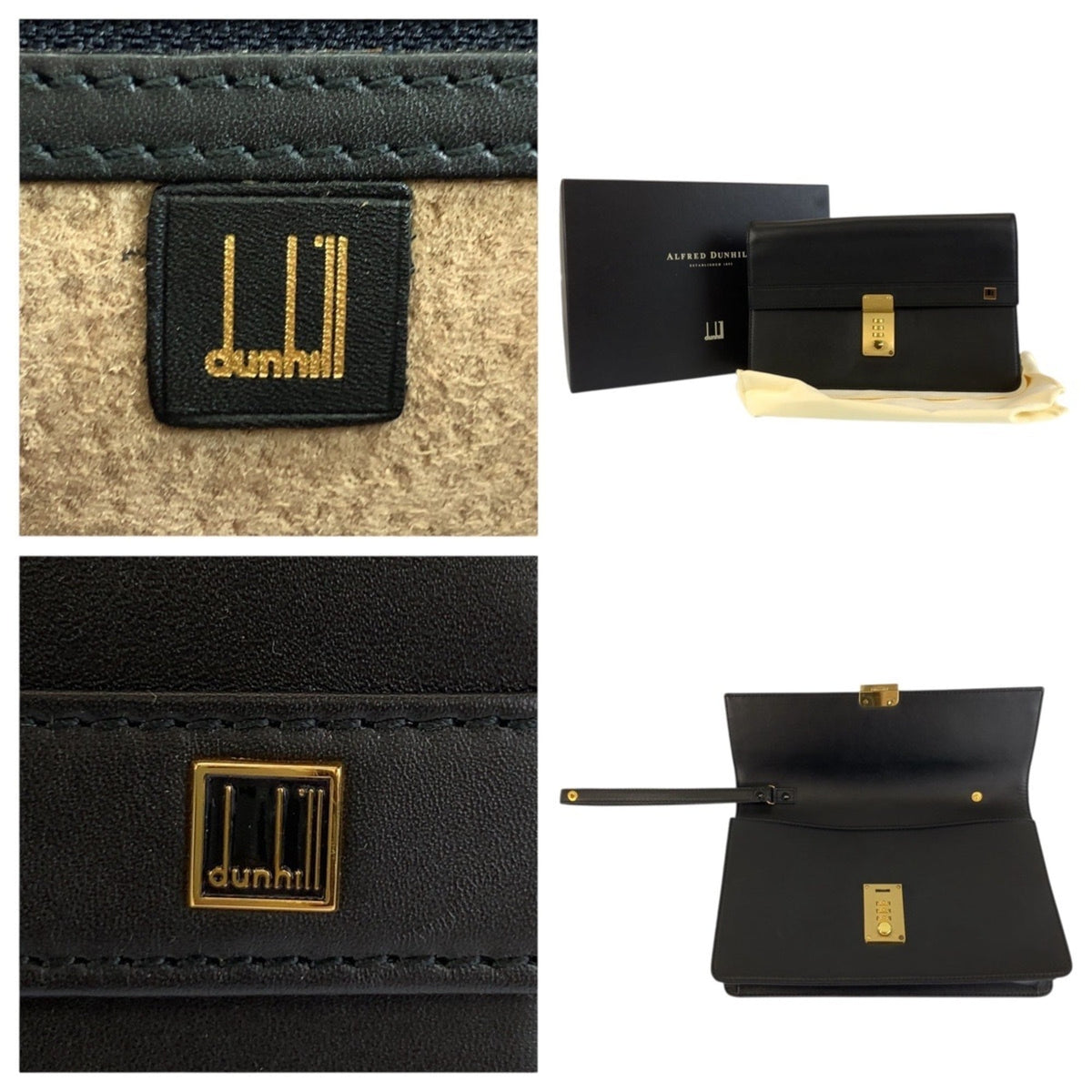 Dunhill Black Leather Clutch Bag (Pre-Owned)
