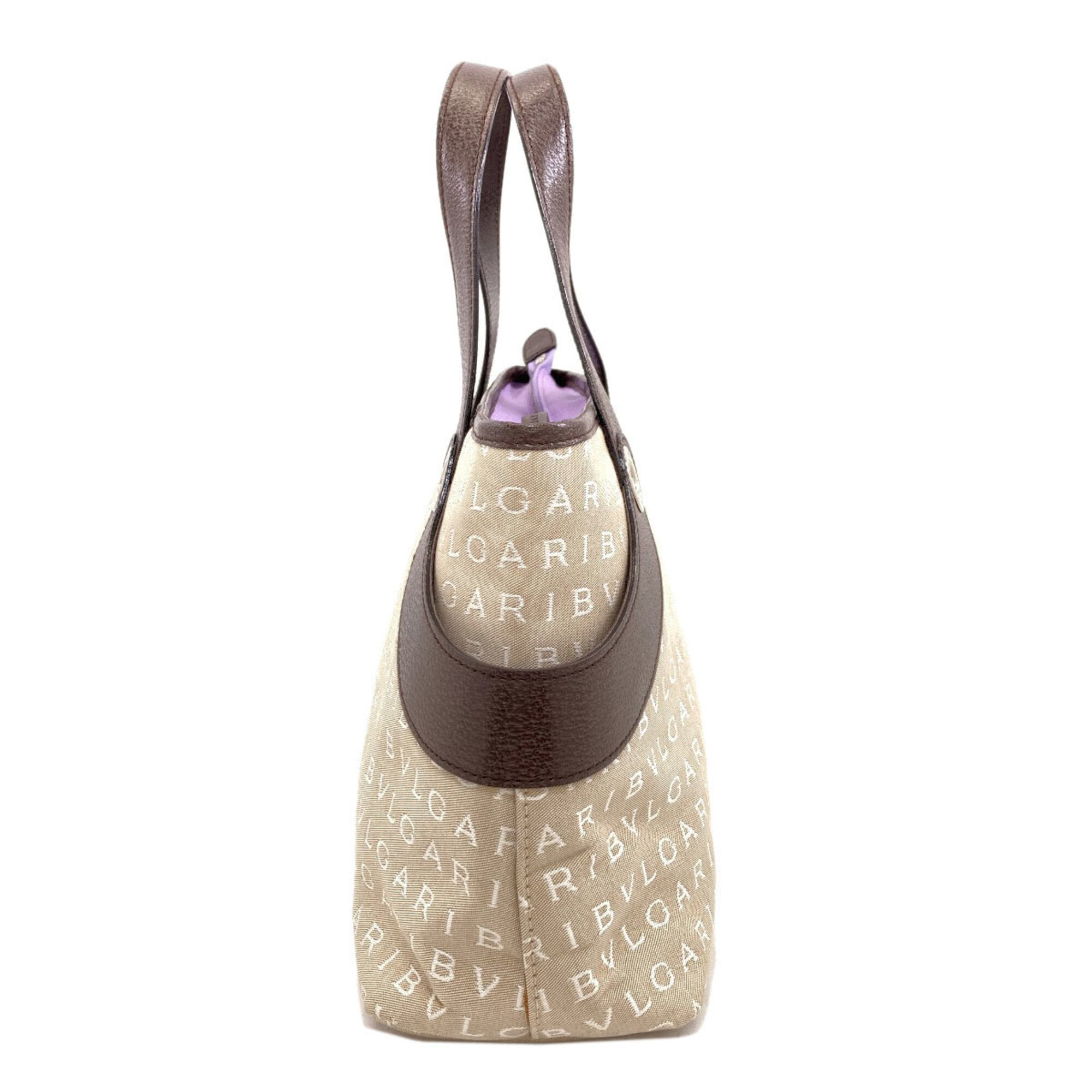 Bvlgari Beige Brown Canvas Handbag (Pre-Owned)