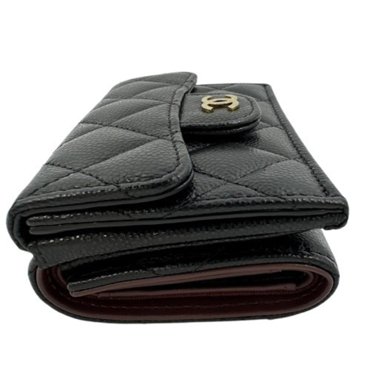 Chanel Black Grained Calfskin Wallet (Tri-Fold) (Pre-Owned)