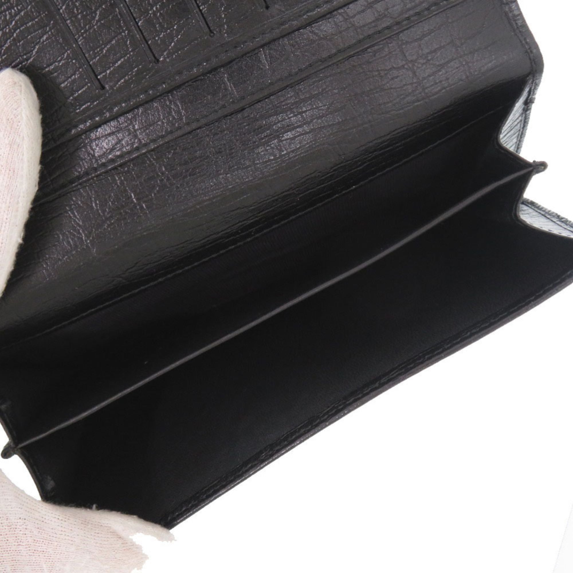 Gucci Black Brown Leather Long Wallet (Bi-Fold) (Pre-Owned)