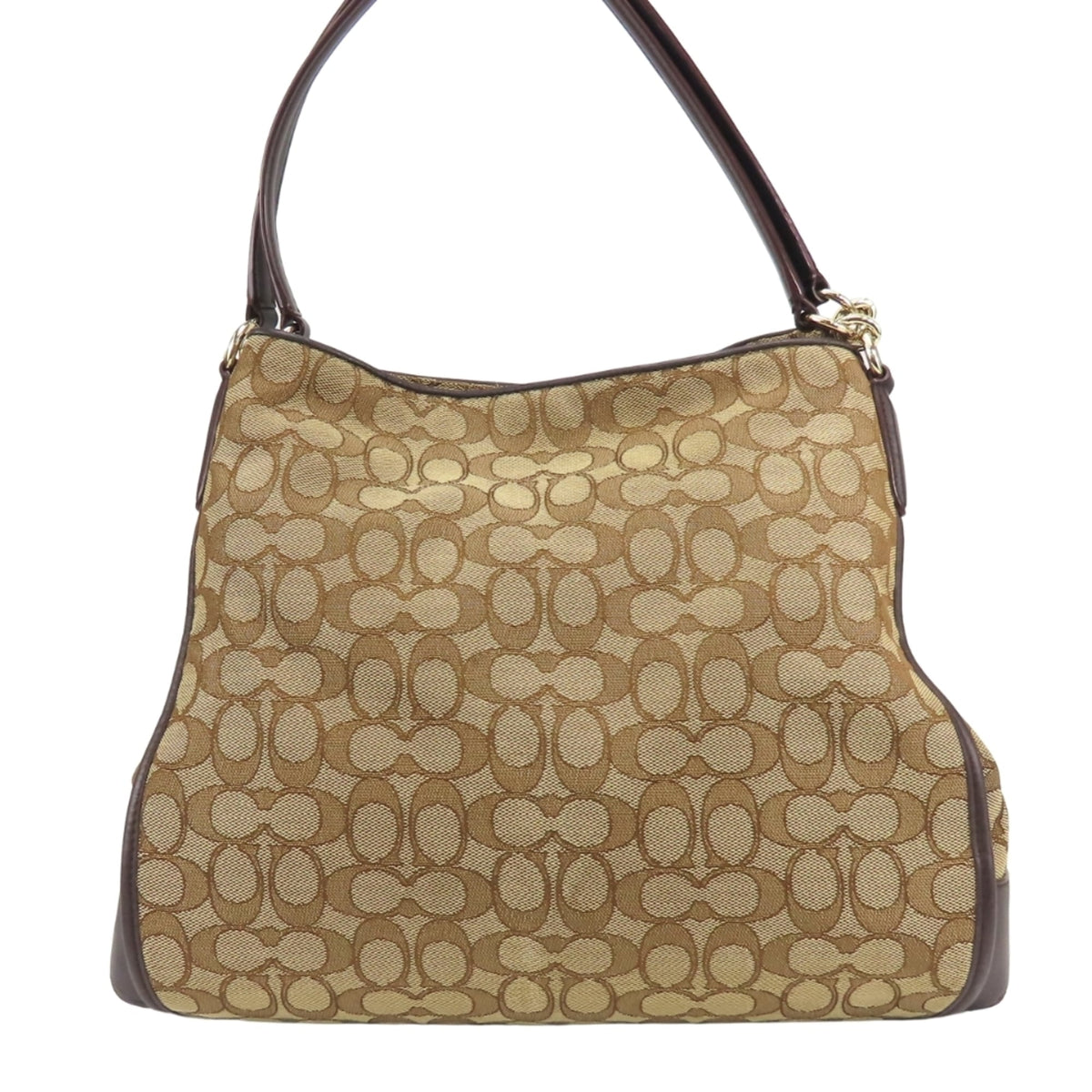 Coach Beige Brown Signature Line Tote Bag (Pre-Owned)