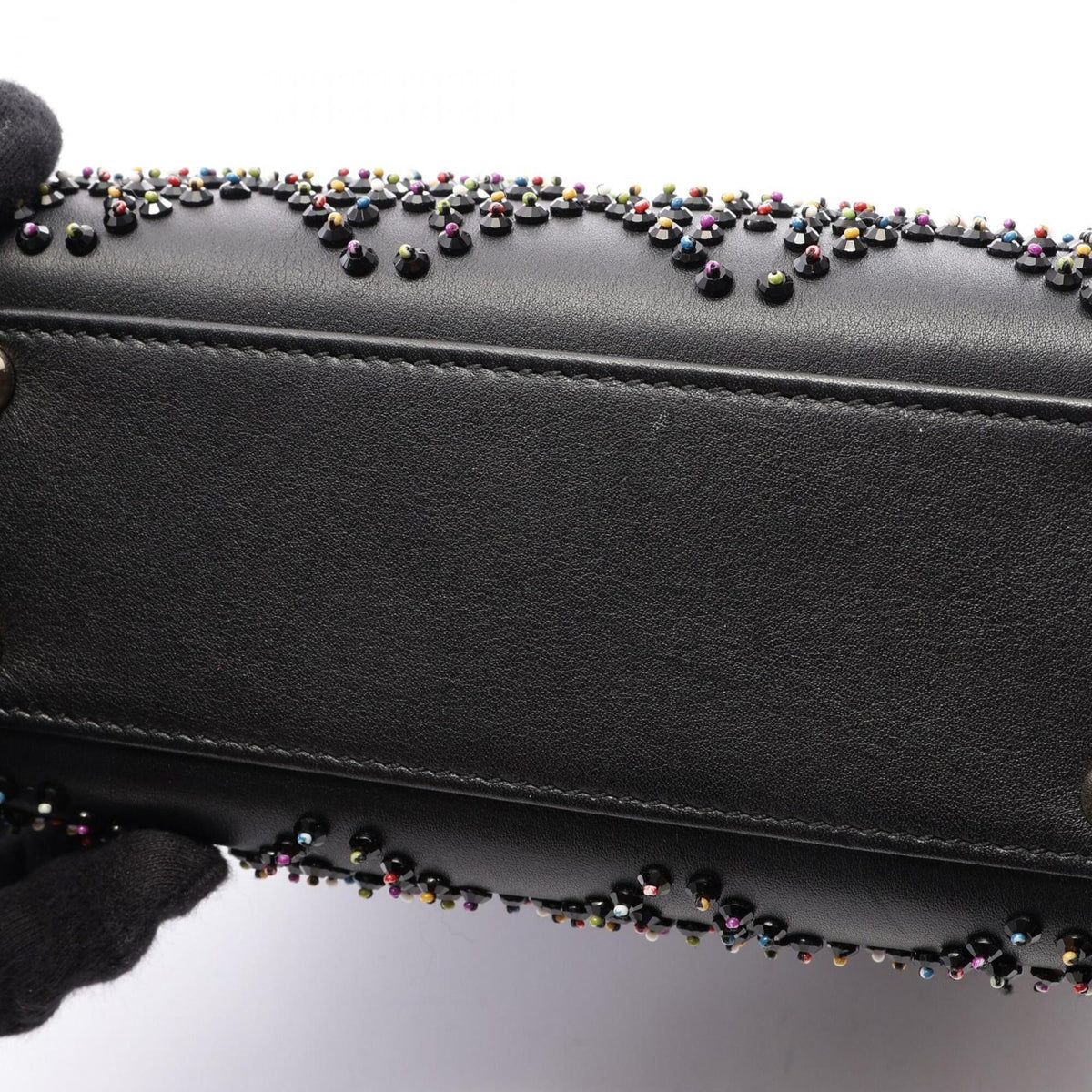 Christian Dior Lady Dior Black Multi-Color Leather Handbag (Pre-Owned)