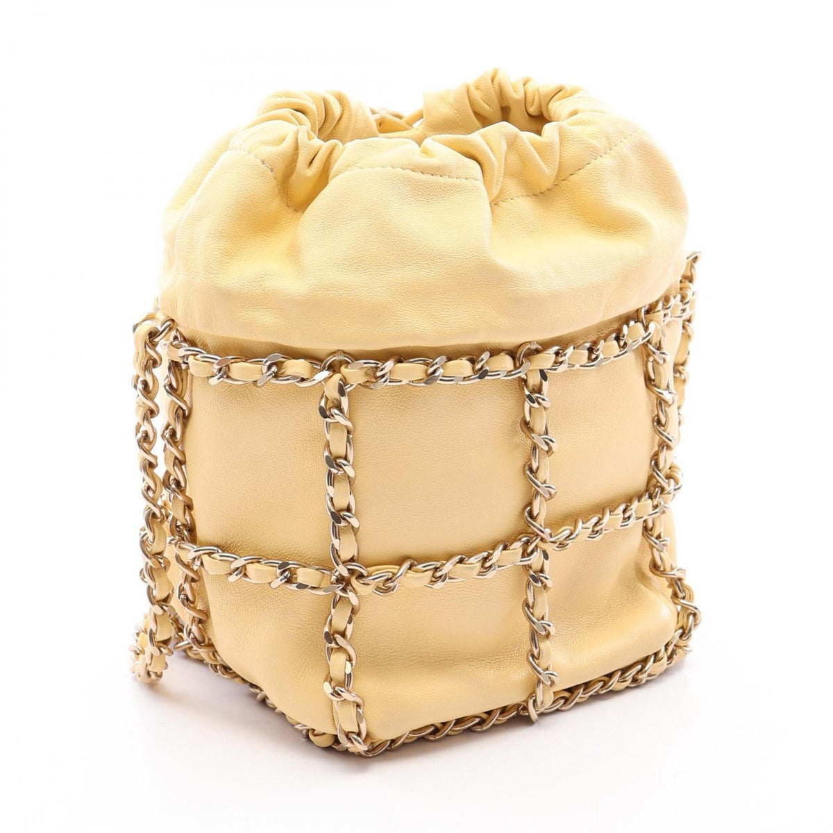 Chanel Yellow Leather Handbag Shoulder Bag (Pre-Owned)