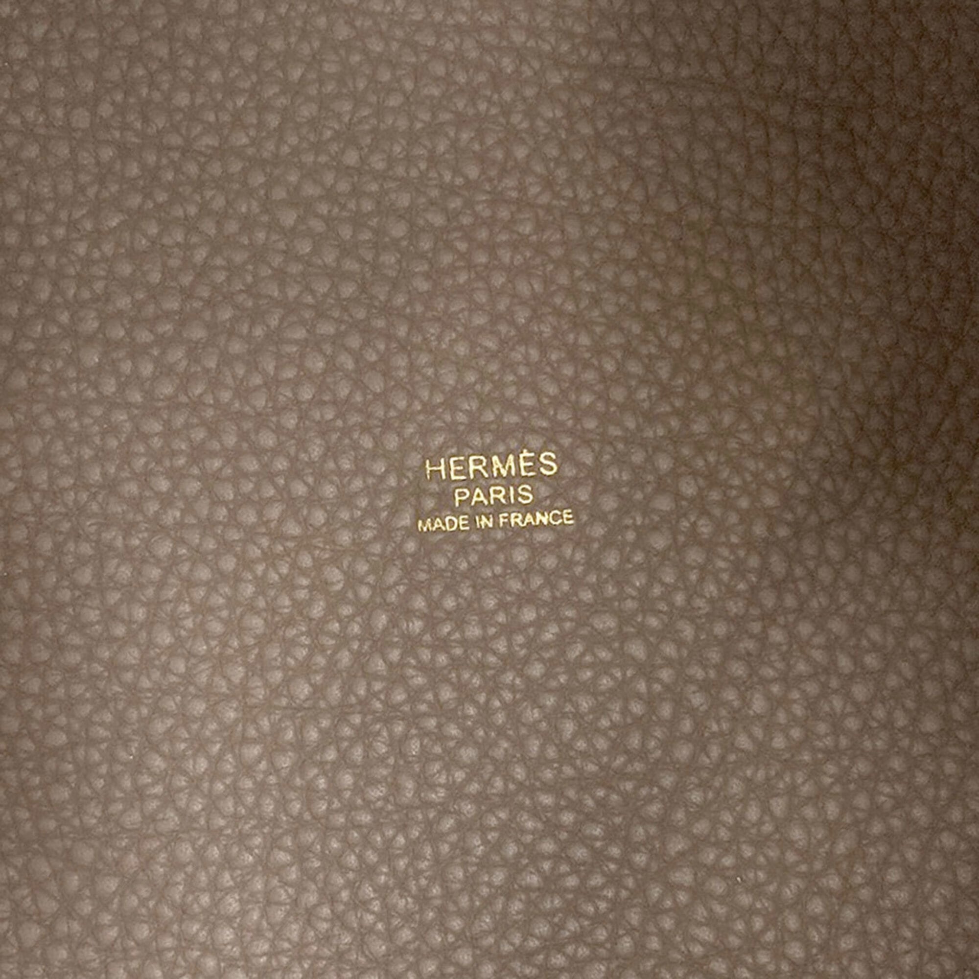 Hermes Grayish Taurillon Clemence Leather Handbag (Pre-Owned)