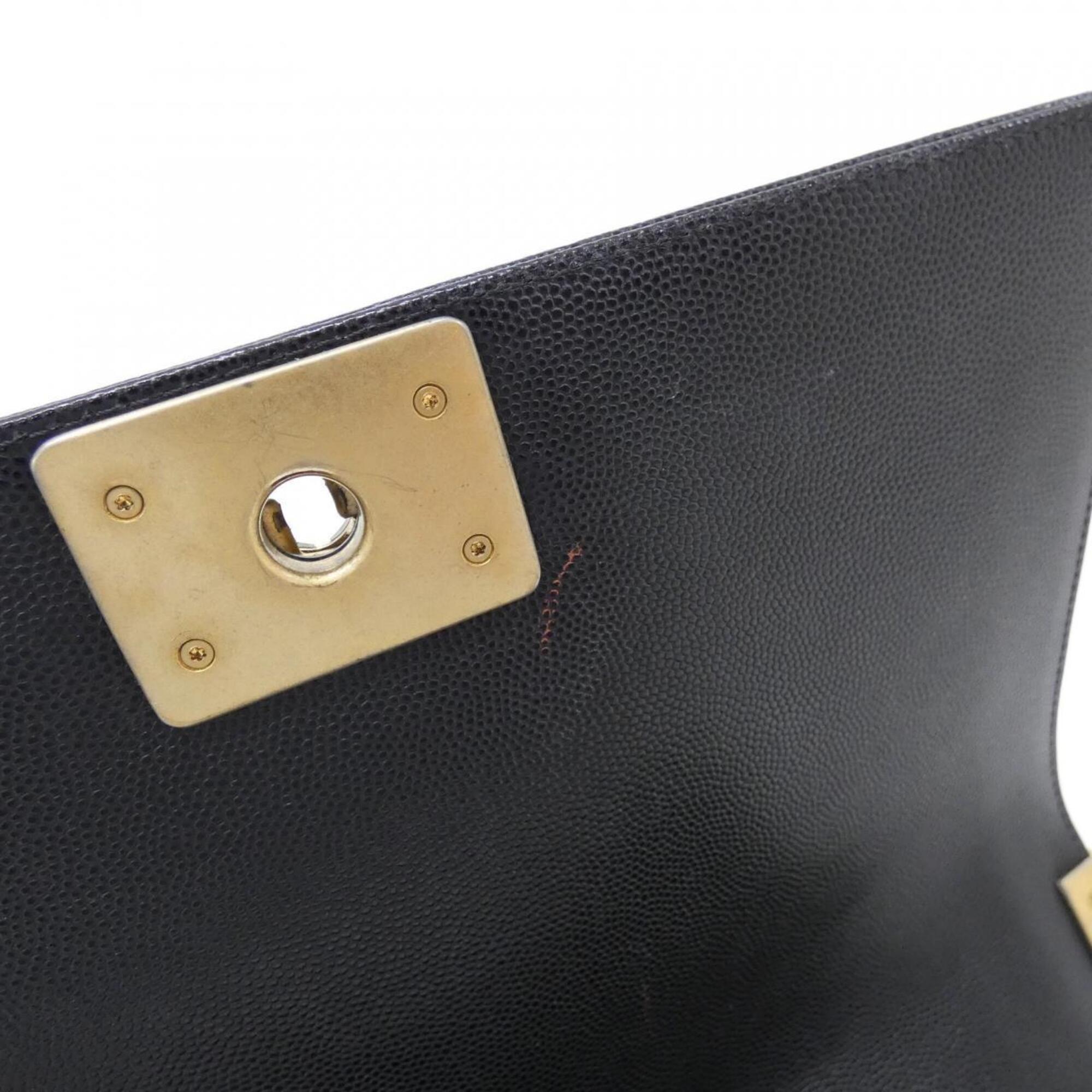 Chanel Black Grained Calfskin Shoulder Bag (Pre-Owned)