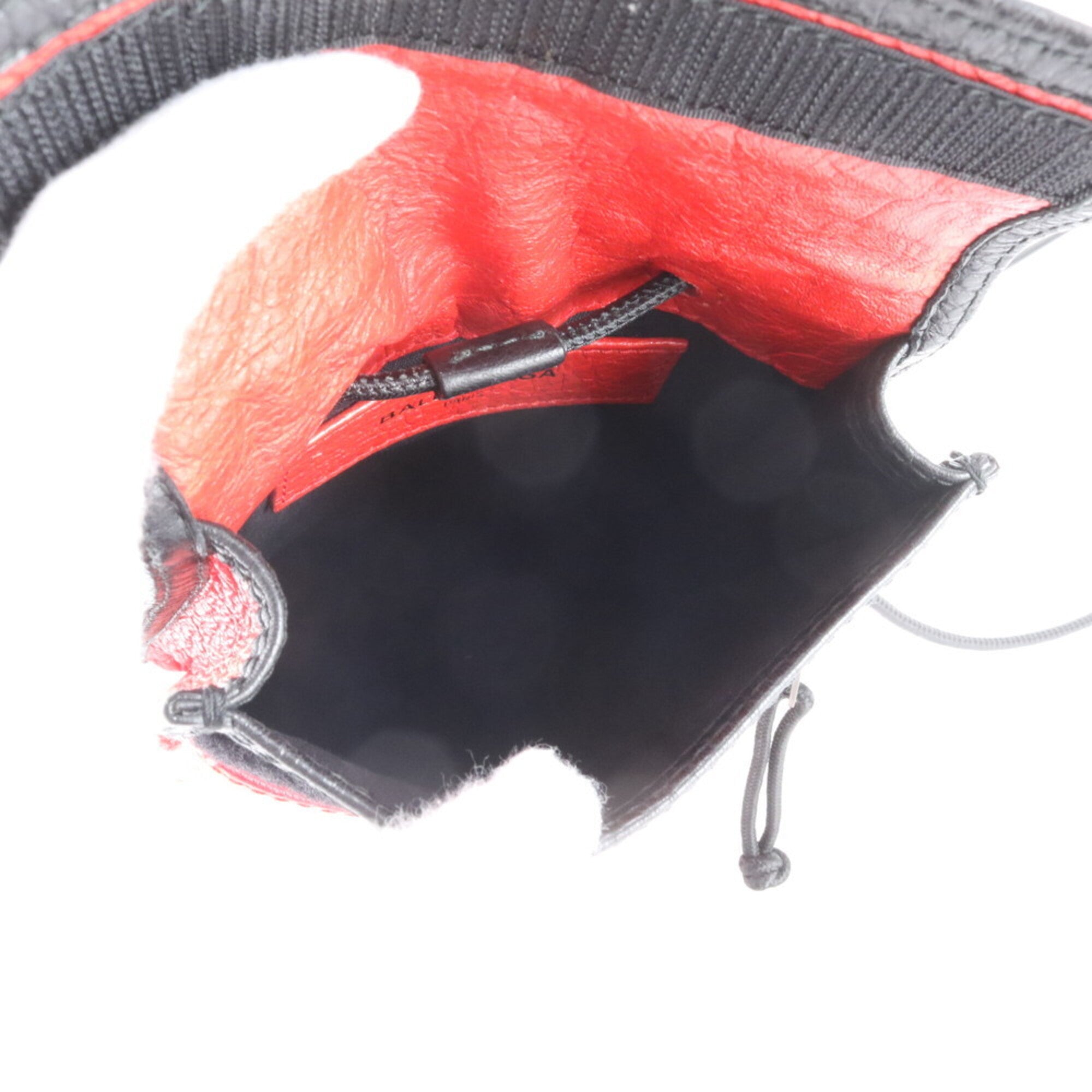 Balenciaga Black Red Color Leather Messenger Bag Shoulder Bag (Pre-Owned)