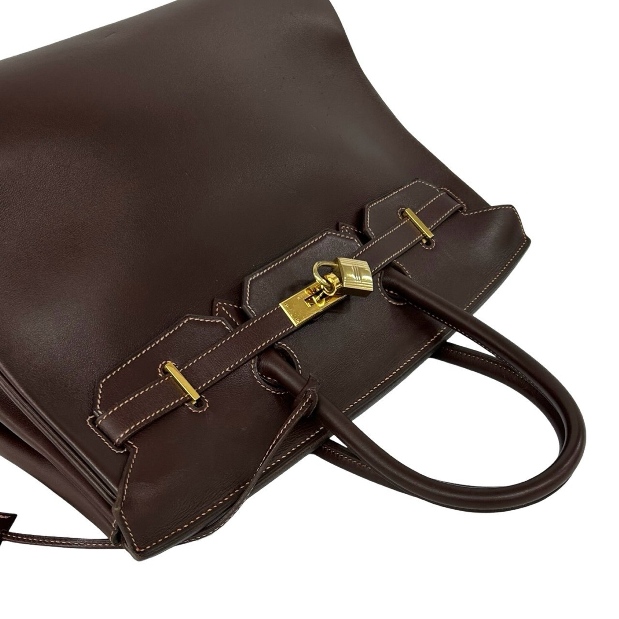 Hermes Brown Gulliver Leather Handbag Tote Bag (Pre-Owned)