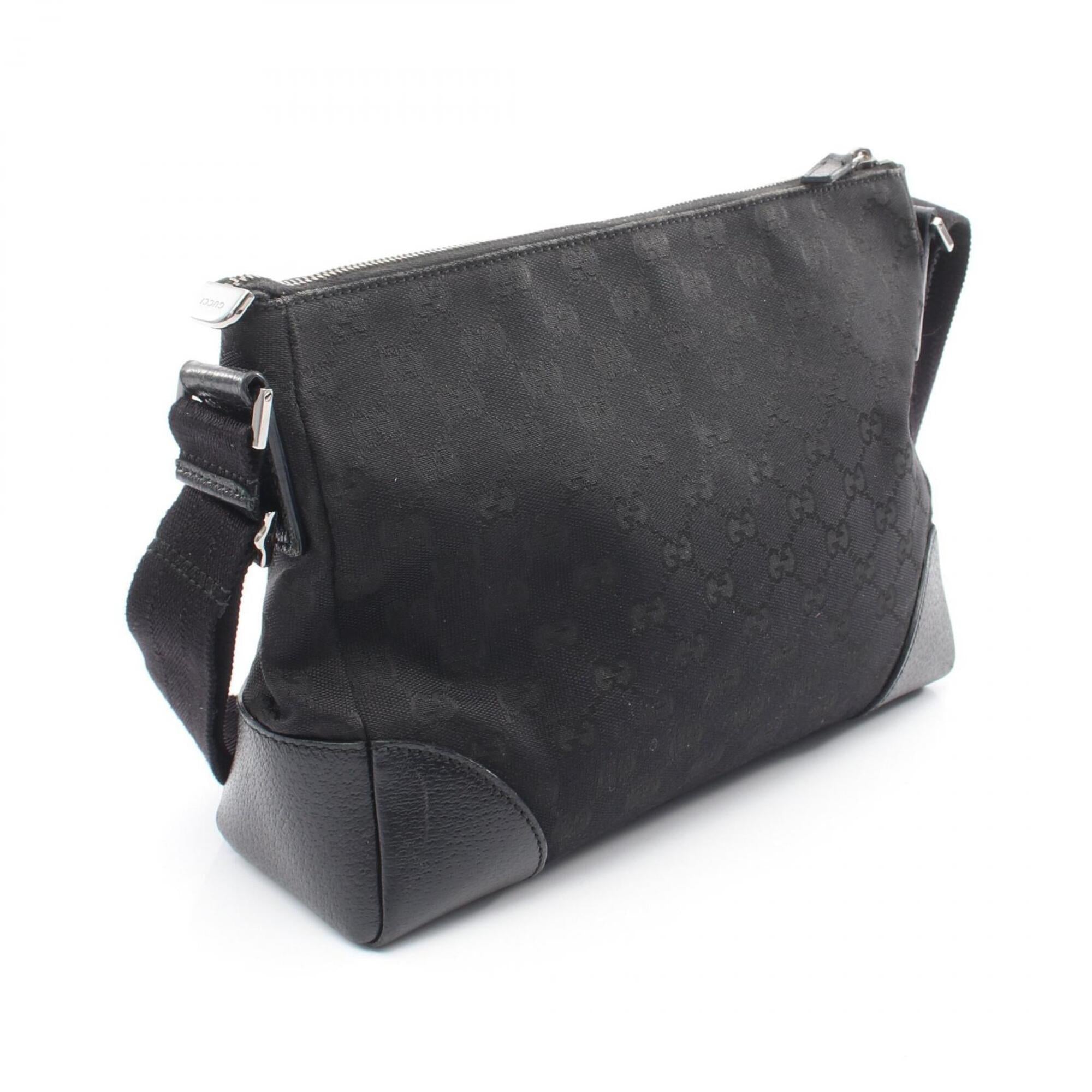 Gucci Black Canvas Leather Handbag Shoulder Bag (Pre-Owned)