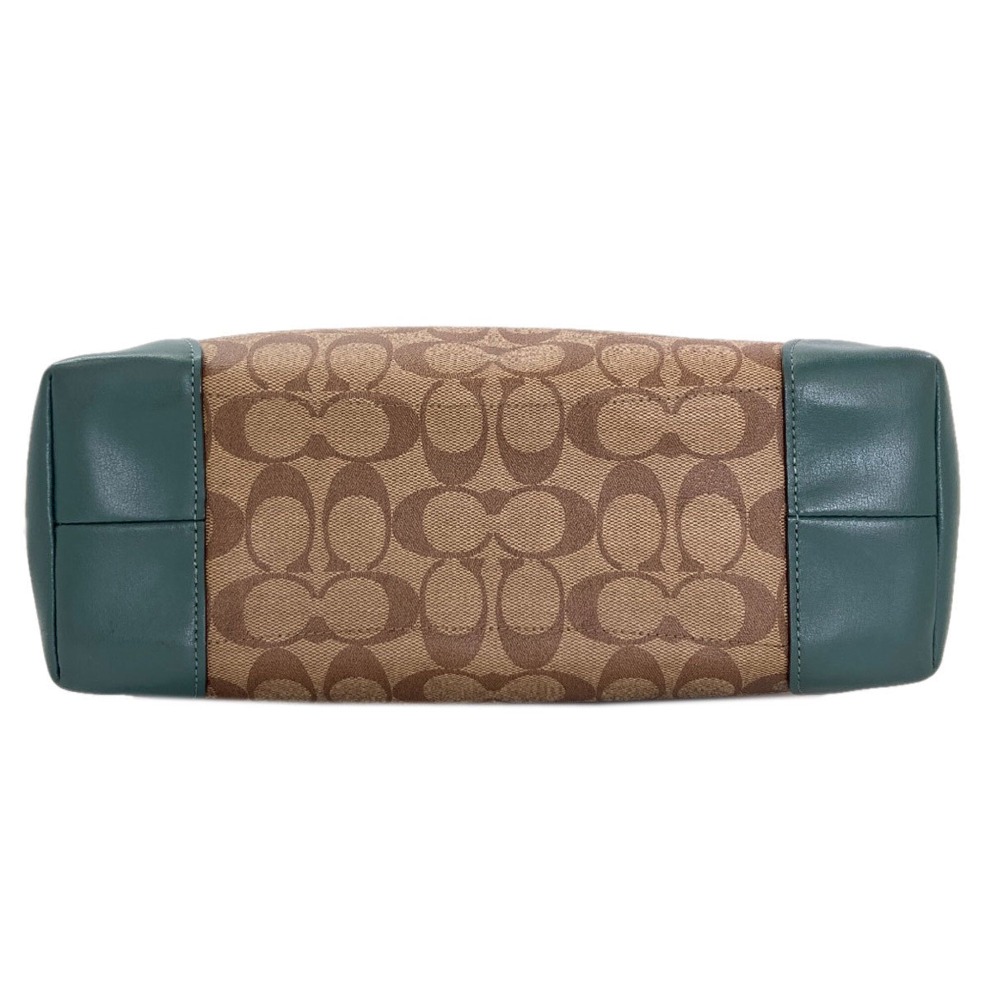 Coach Brown Green Leather Tote Bag (Pre-Owned)