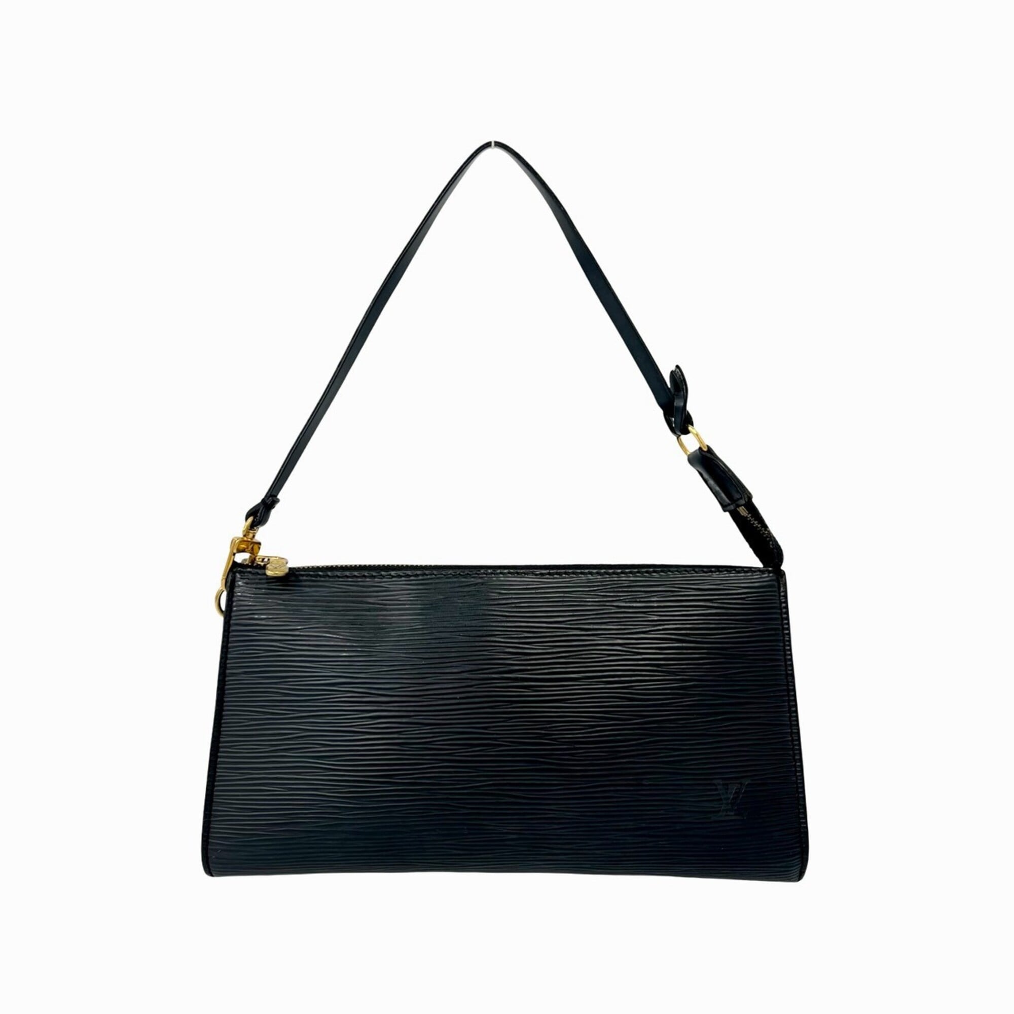 Louis Vuitton Black Leather Handbag Pochette Pouch (Pre-Owned)