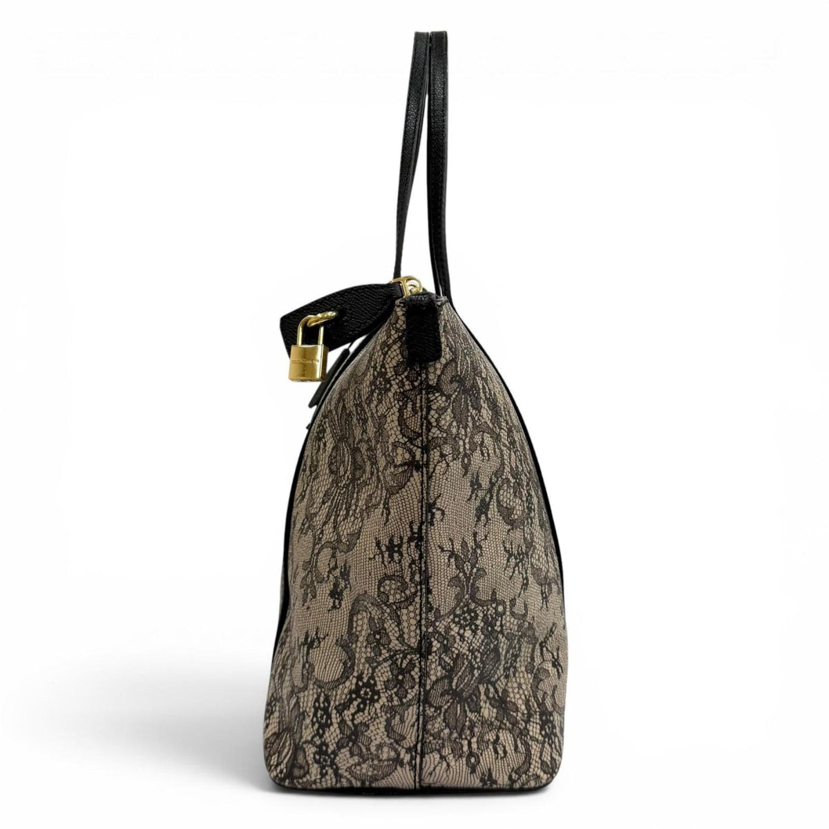 Dolce & Gabbana Beige Black Leather Tote Bag (Pre-Owned)
