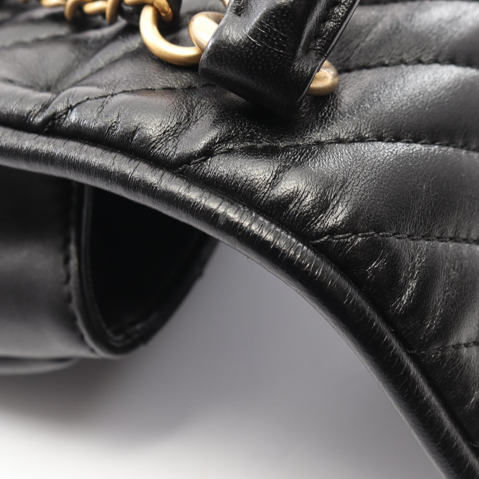 Chanel Black Leather Handbag Shoulder Bag (Pre-Owned)