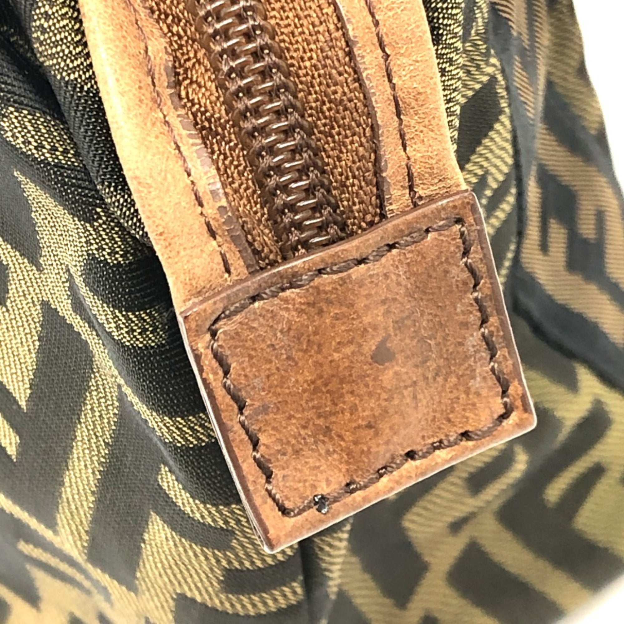 Fendi Zucca Black Brown Canvas Handbag Tote Bag (Pre-Owned)