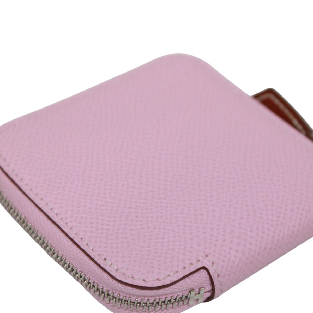 Hermes Pink Epsom Leather Silk Coin Purse/Coin Case (Pre-Owned)