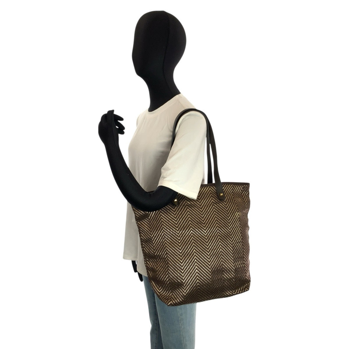 Hermes Brown Polyester Leather Shoulder Bag Tote Bag (Pre-Owned)