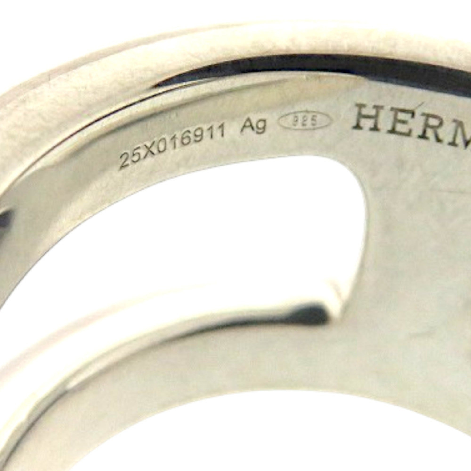 Hermes Silver Silver 925 Band Ring (Pre-Owned)
