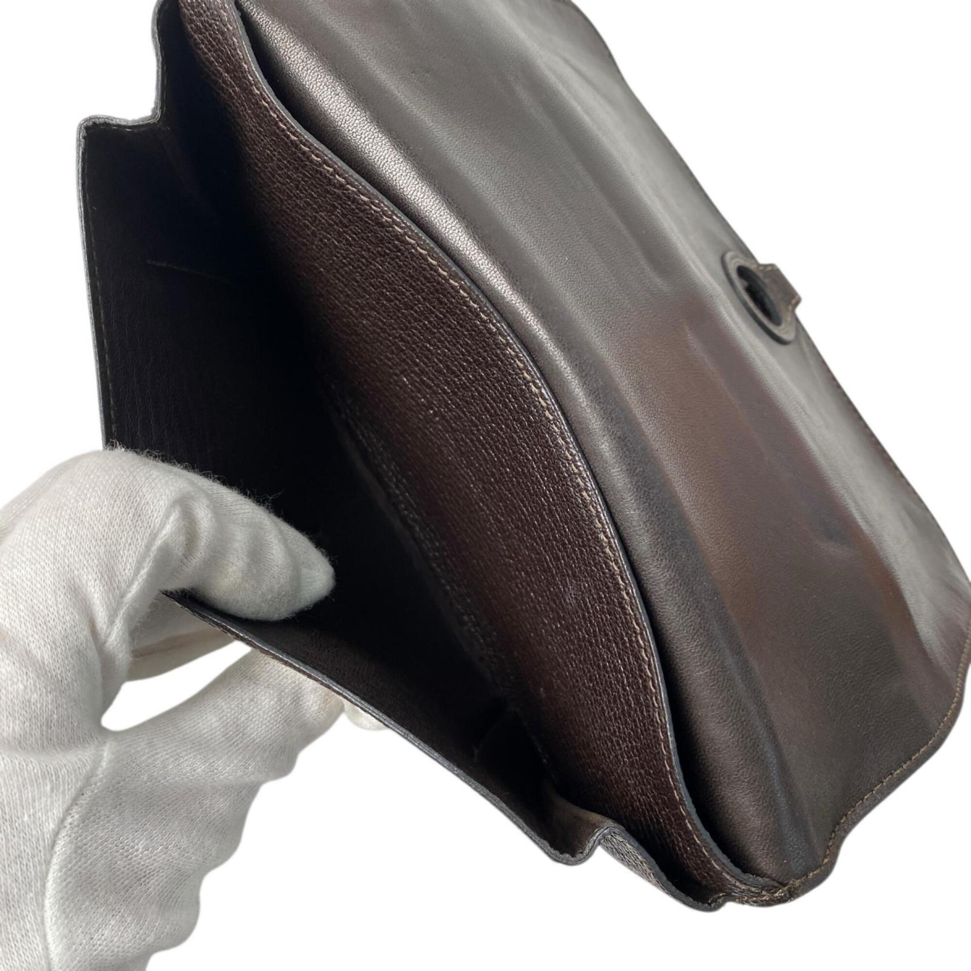 Hermes Dark Brown Leather Wallet (Bi-Fold) (Pre-Owned)