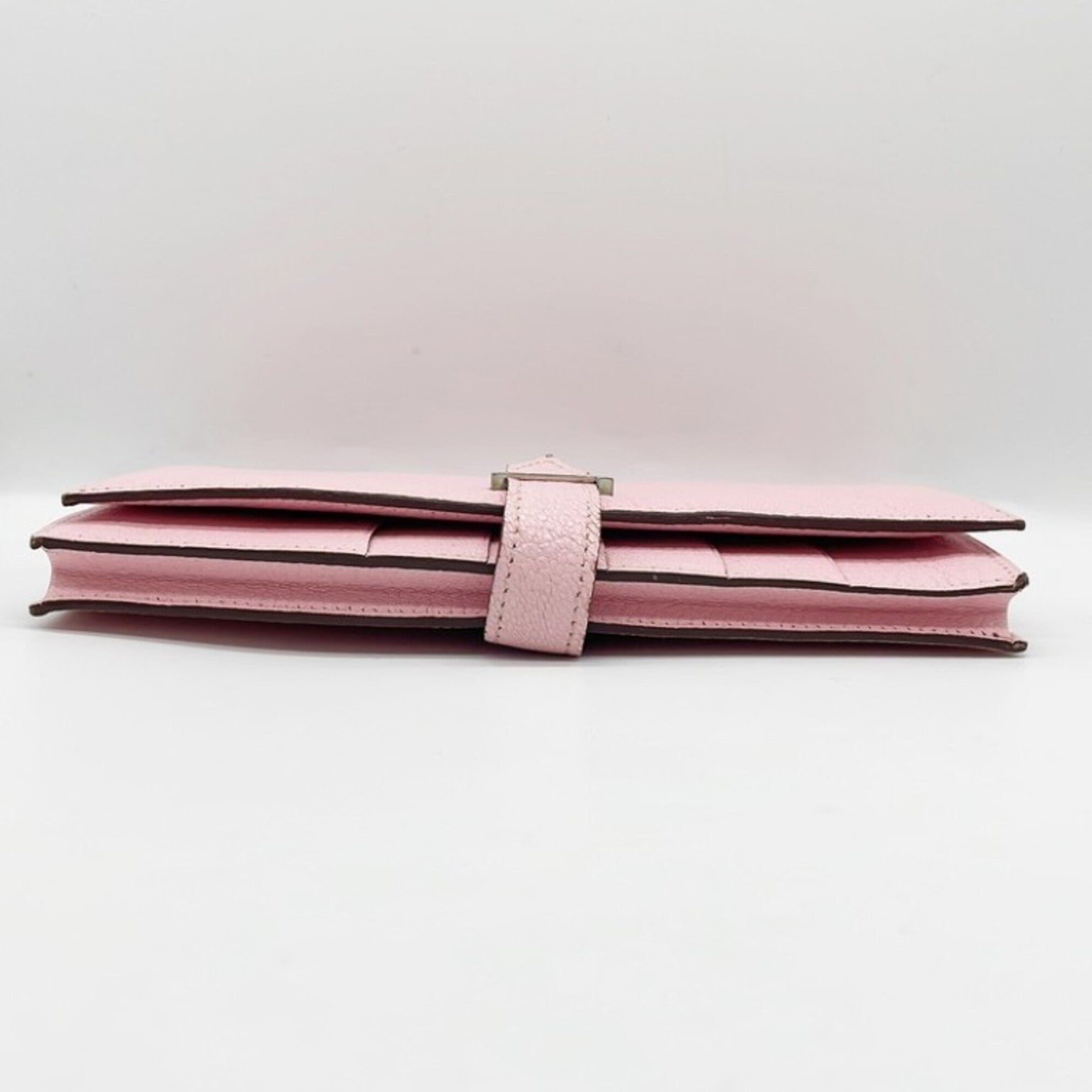 Hermes Rose Sakura Chevre Leather Long Wallet (Bi-Fold) (Pre-Owned)