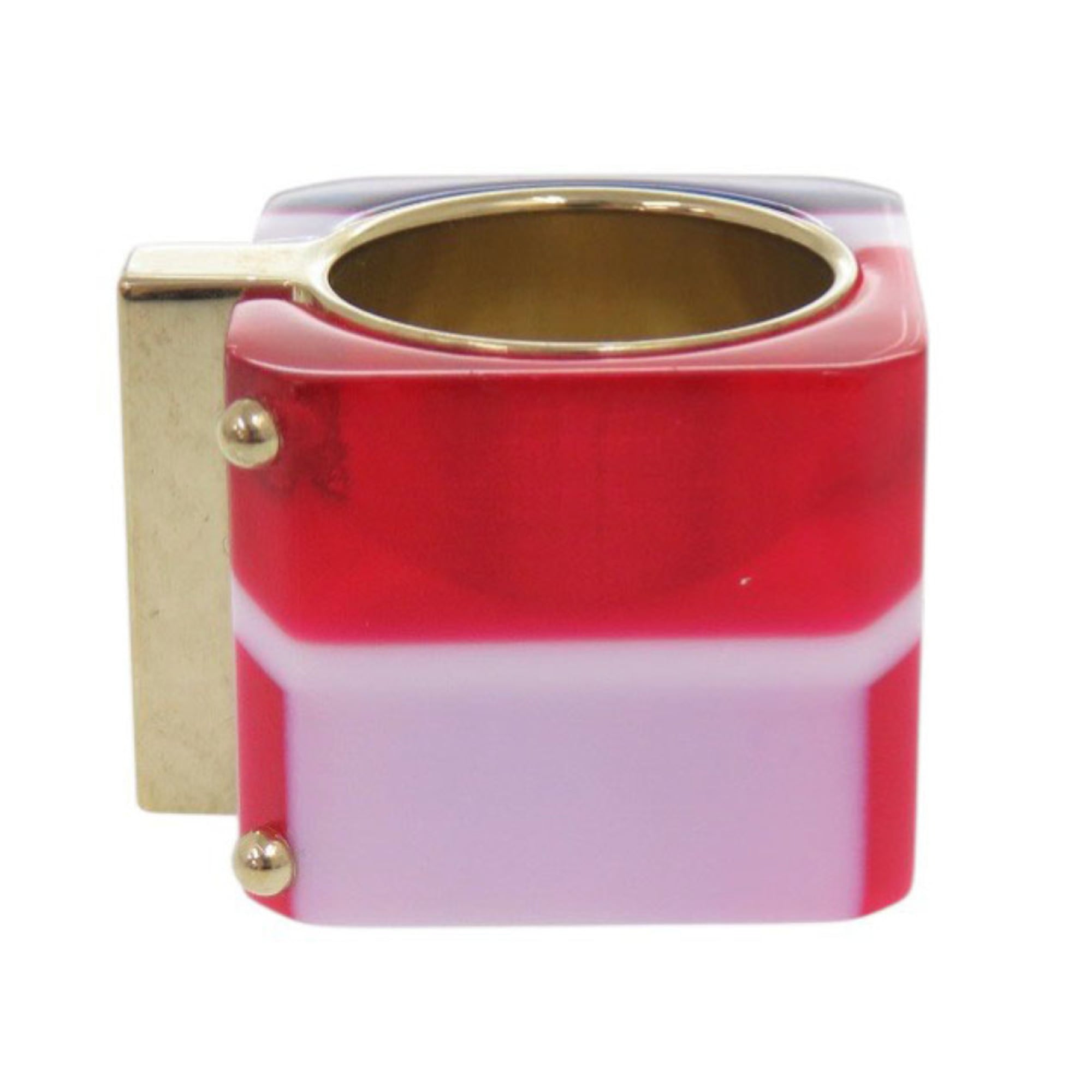 Christian Dior Gold Blue Red Color Gold Plating Plastic Band Ring (Pre-Owned)