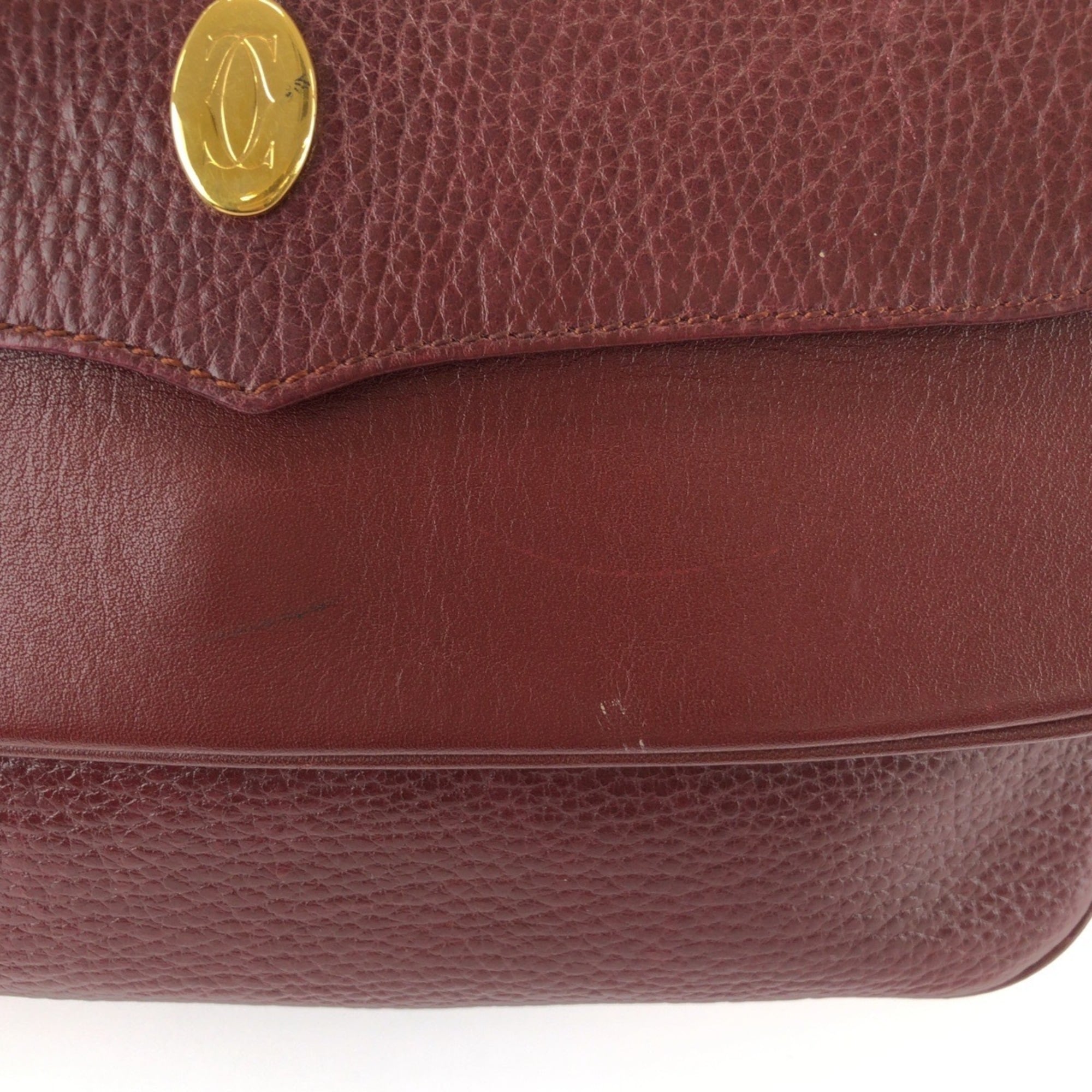 Cartier Bordeaux Wine Red Leather Shoulder Bag (Pre-Owned)