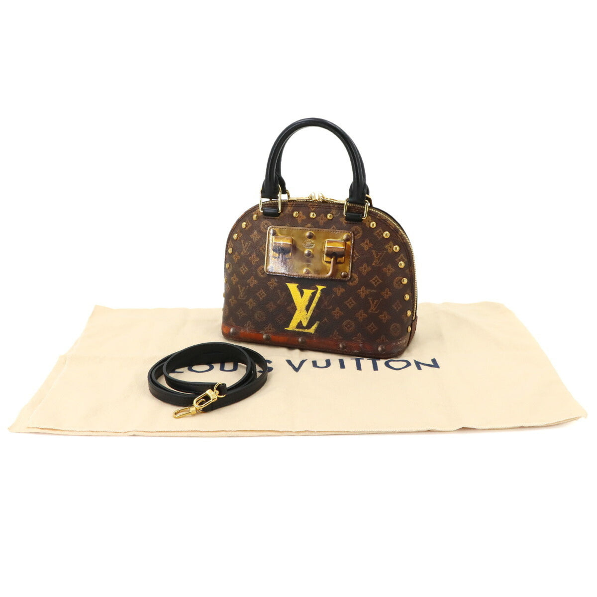 Louis Vuitton Brown Monogram Canvas Leather Handbag (Pre-Owned)