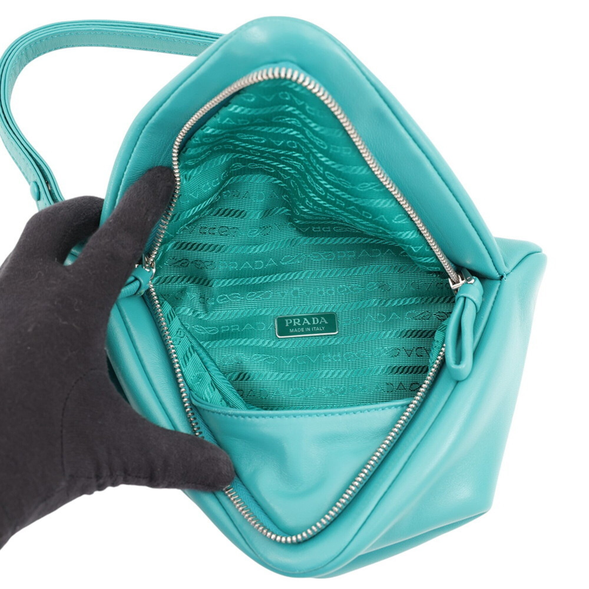Prada Green Turquoise Leather Handbag (Pre-Owned)