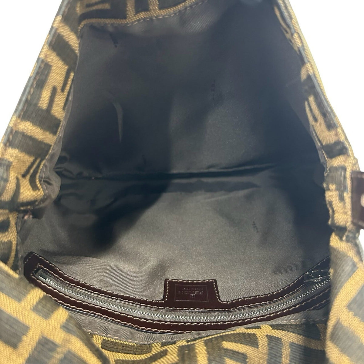 Fendi Black Brown Canvas Leather Shoulder Bag (Pre-Owned)