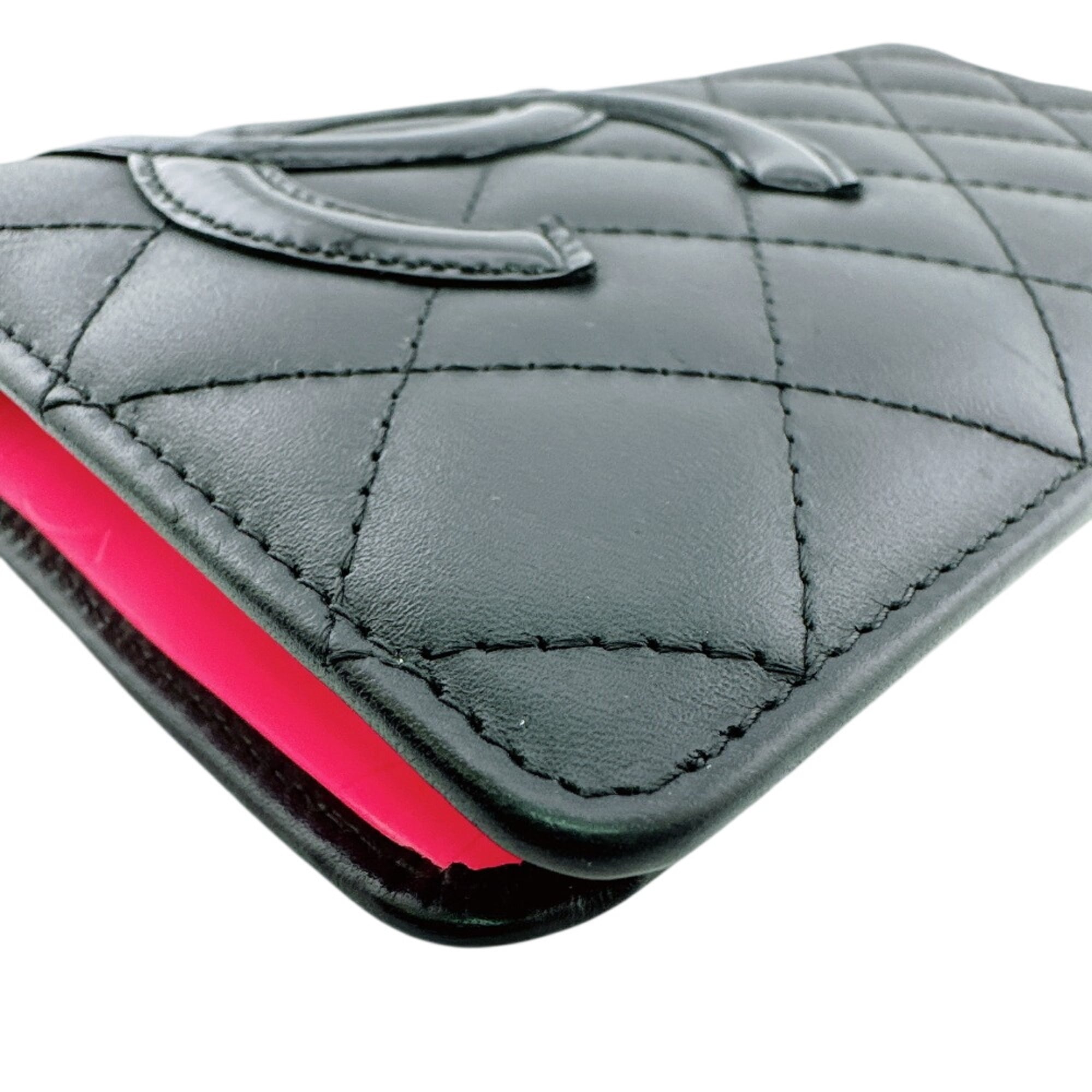 Chanel Black Pink Leather Long Wallet (Bi-Fold) (Pre-Owned)