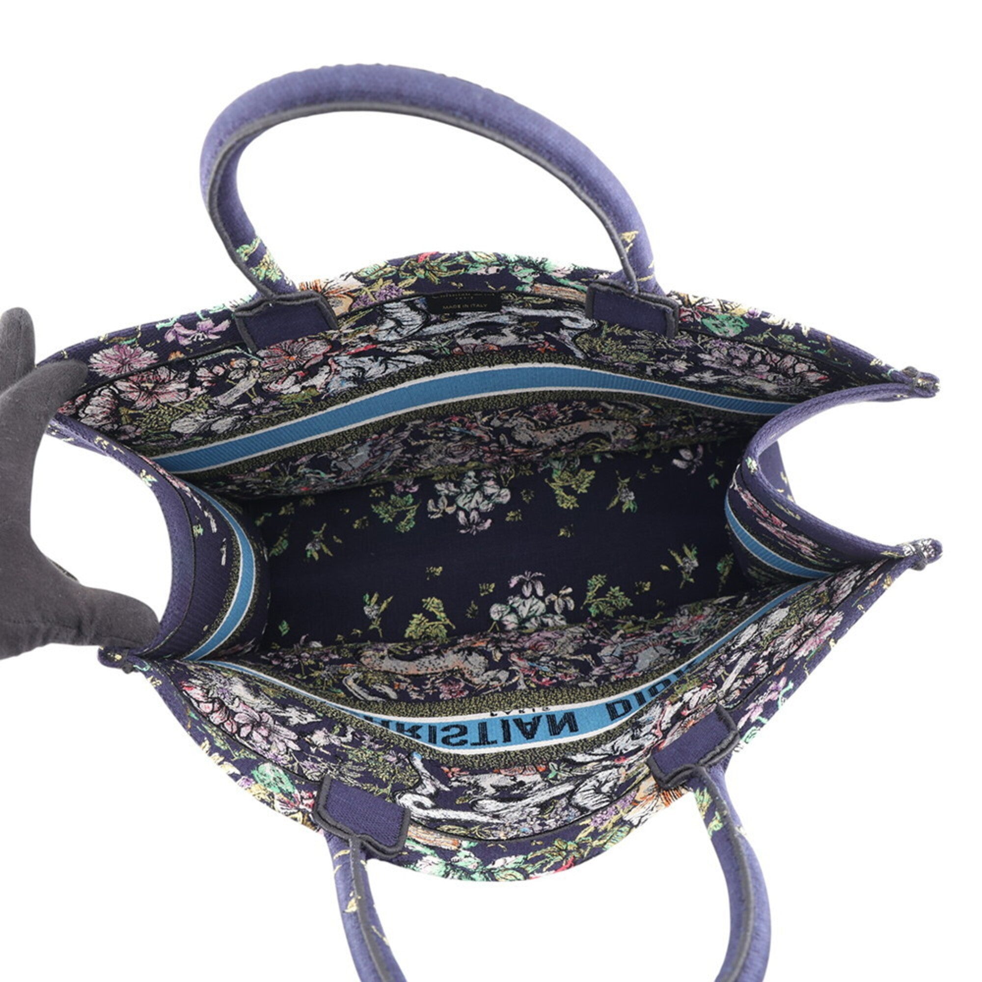 Christian Dior Multi-Color Navy Canvas Handbag Tote Bag (Pre-Owned)