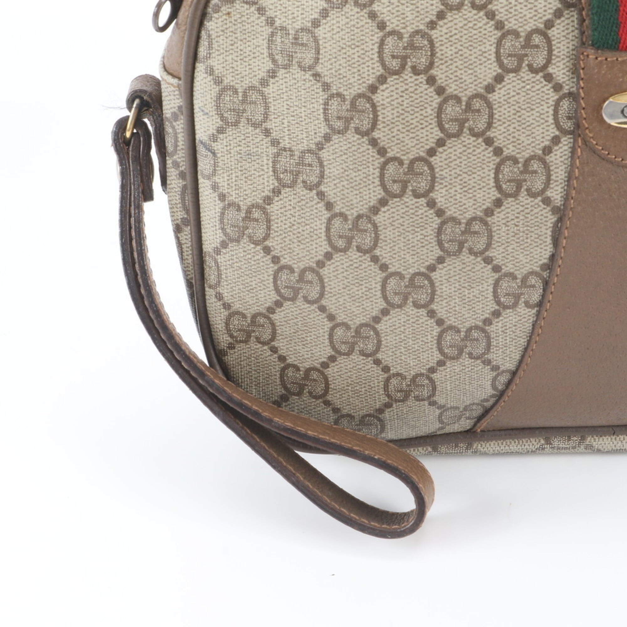 Gucci Beige Leather Coated Canvas Clutch Bag Pouch (Pre-Owned)