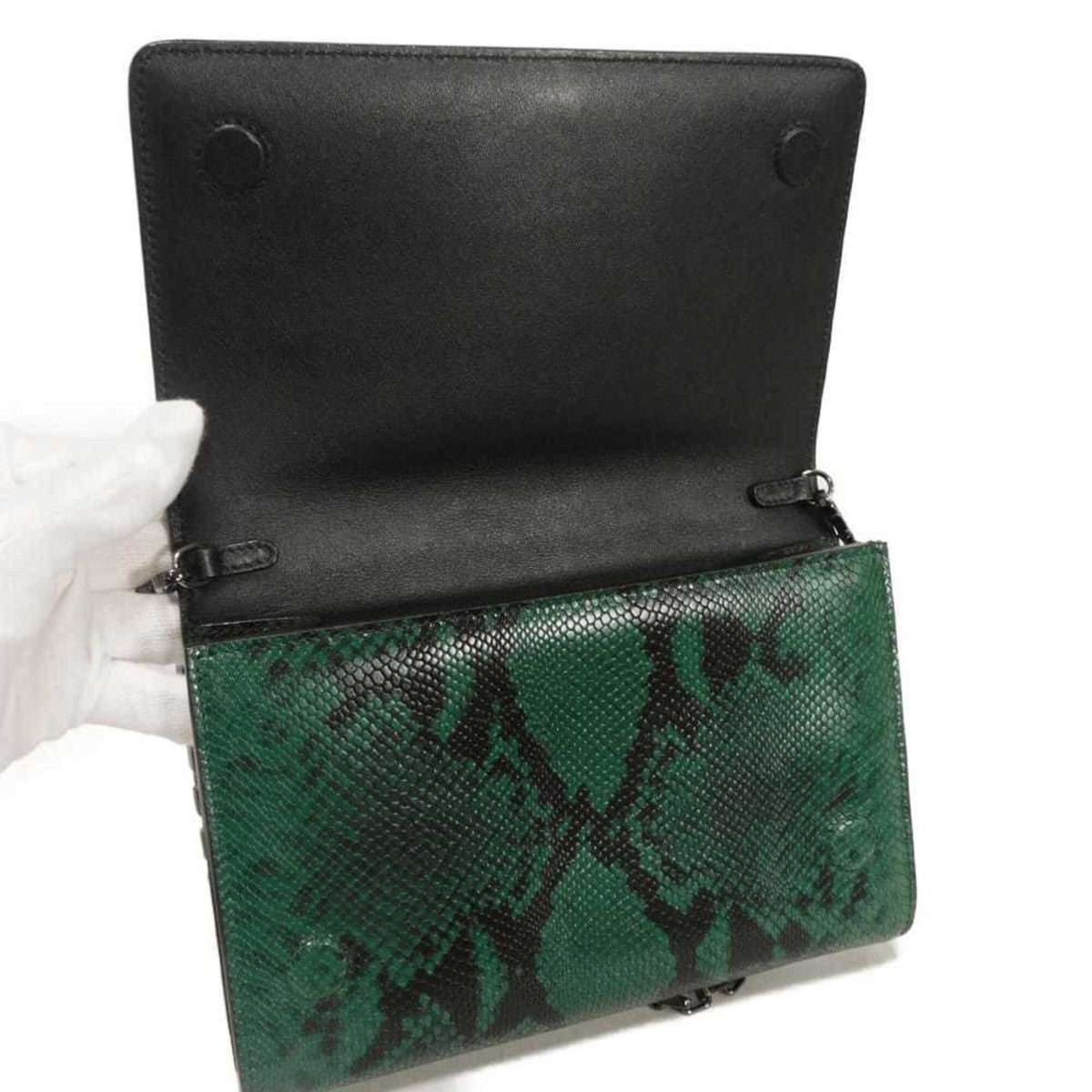 Jimmy Choo Green Leather Clutch Bag Shoulder Bag (Pre-Owned)