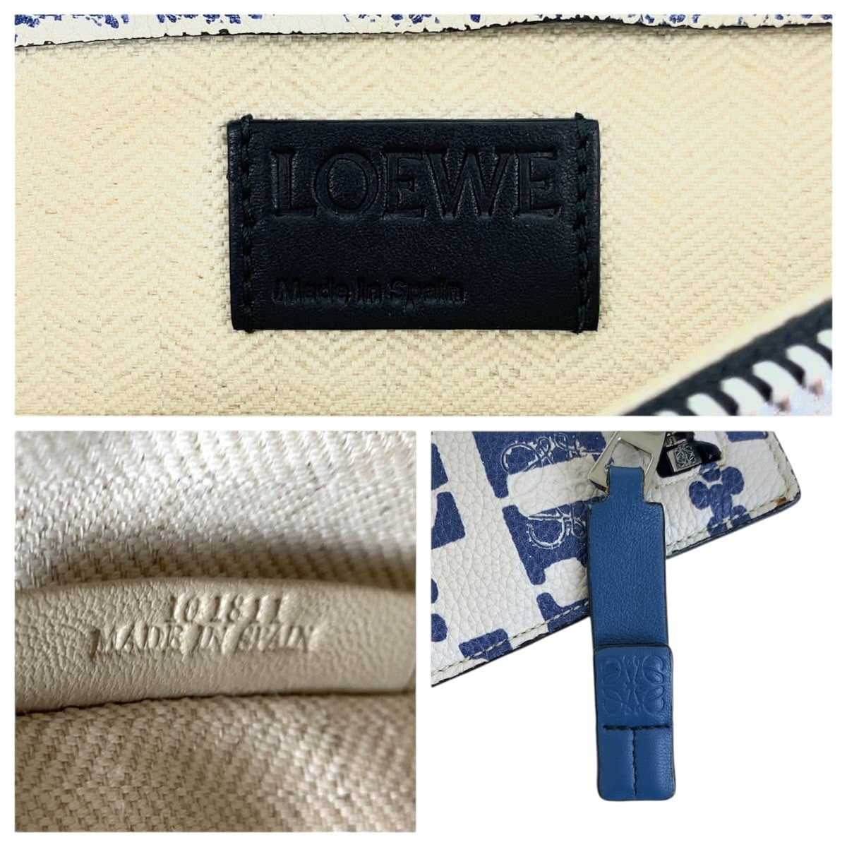 Loewe Blue White Leather Clutch Bag Pouch (Pre-Owned)
